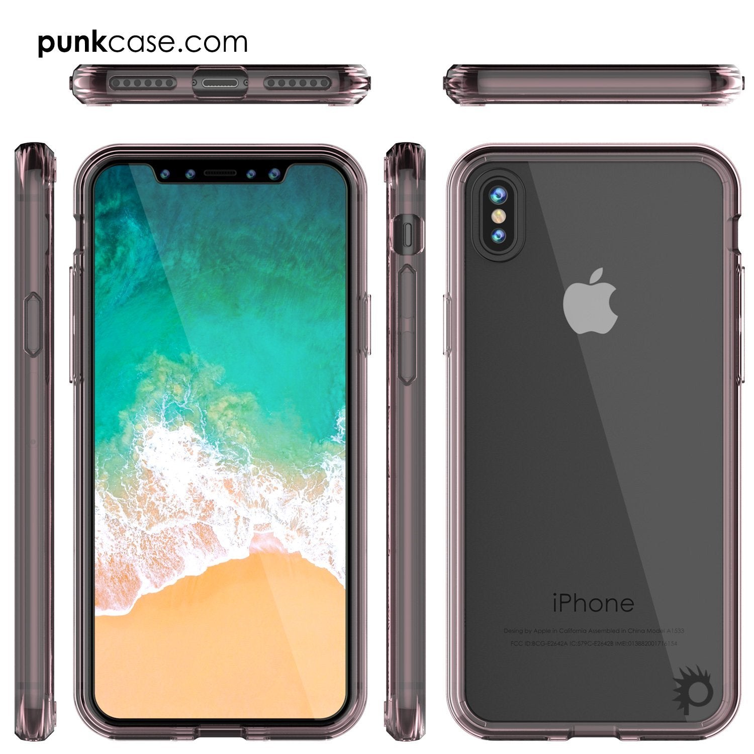 iPhone X Case, PUNKcase [LUCID 2.0 Series] [Slim Fit] Armor Cover W/Integrated Anti-Shock System & Tempered Glass Screen Protector [Crystal Pink]