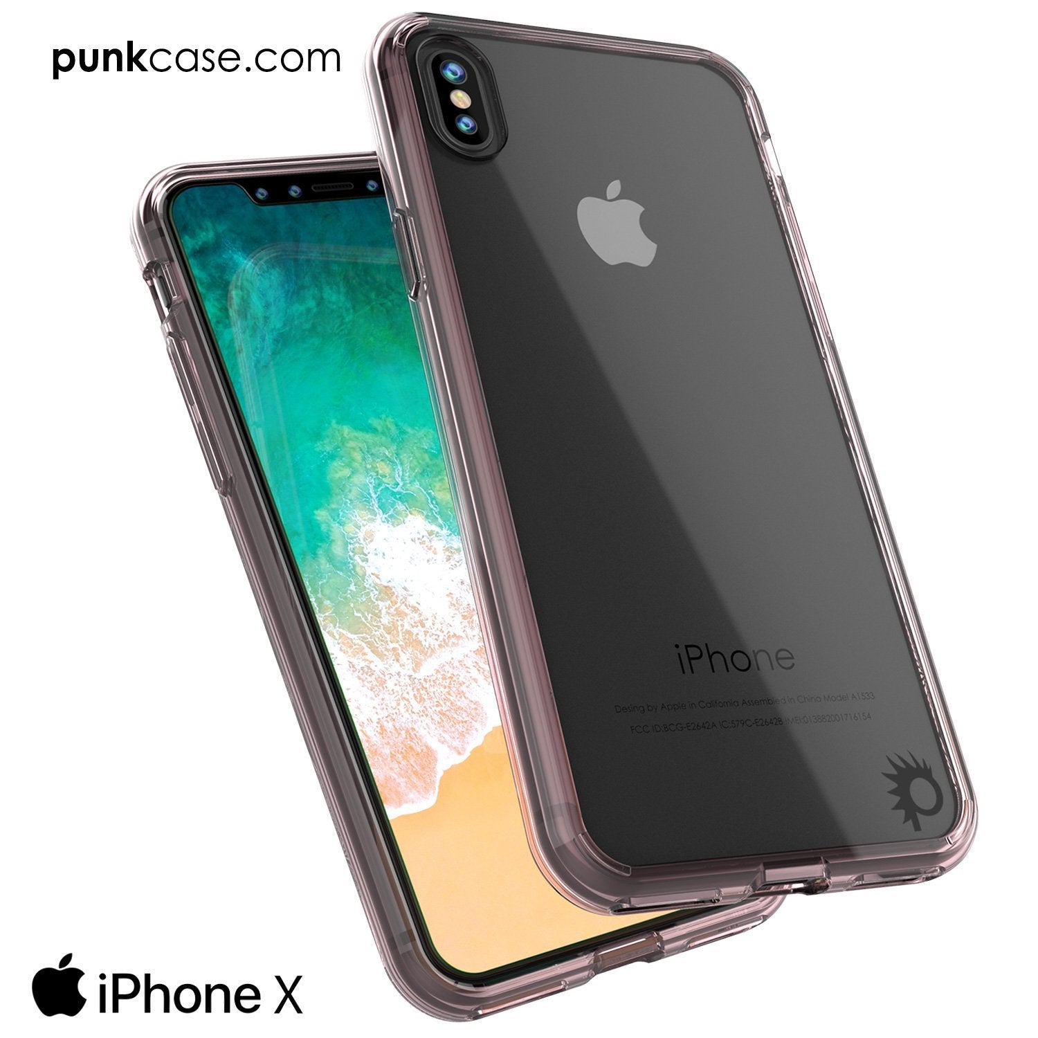 iPhone X Case, PUNKcase [LUCID 2.0 Series] [Slim Fit] Armor Cover W/Integrated Anti-Shock System & Tempered Glass Screen Protector [Crystal Pink]