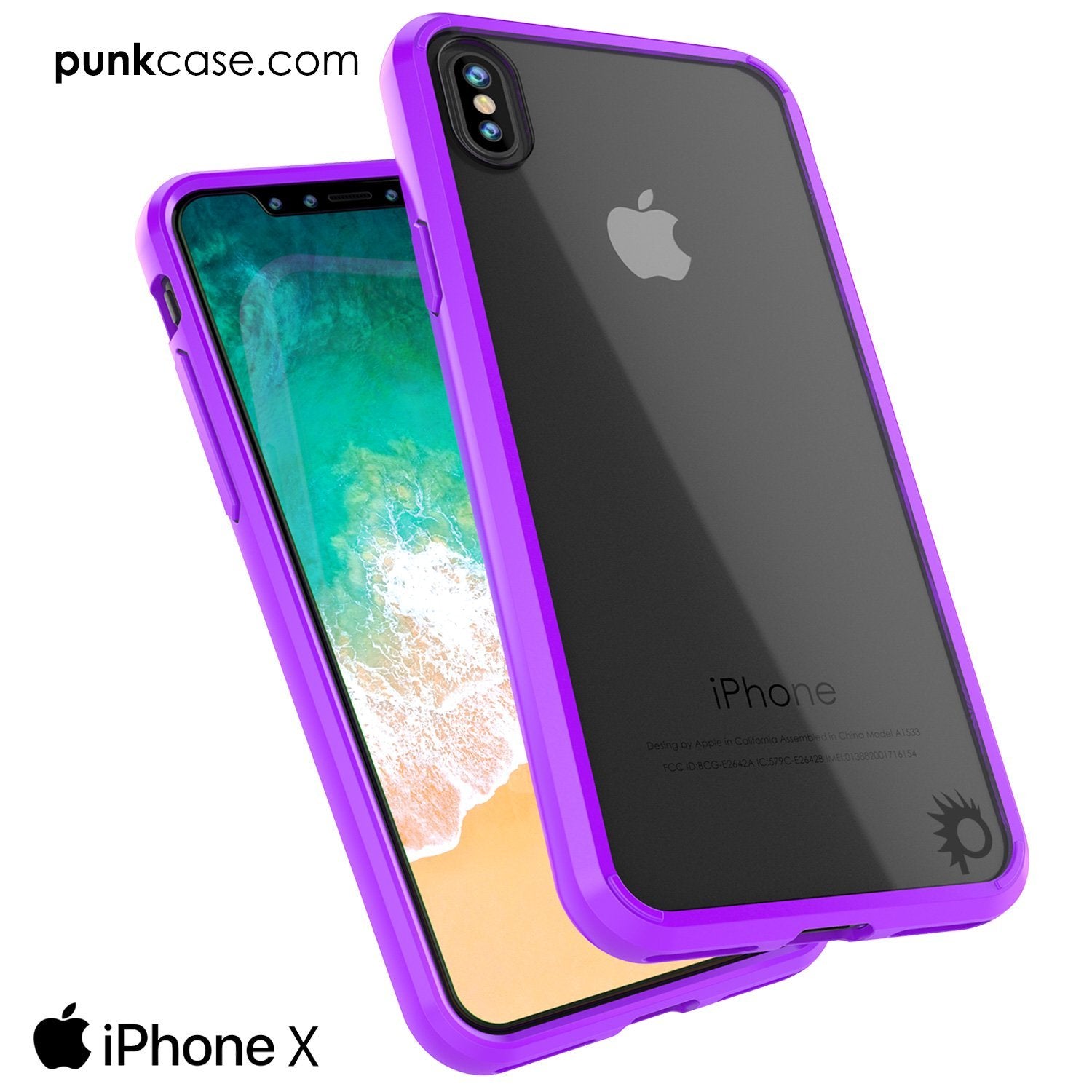 iPhone X Case, PUNKcase [LUCID 2.0 Series] [Slim Fit] Armor Cover W/Integrated Anti-Shock System & Tempered Glass PUNKSHIELD Screen Protector [Purple]