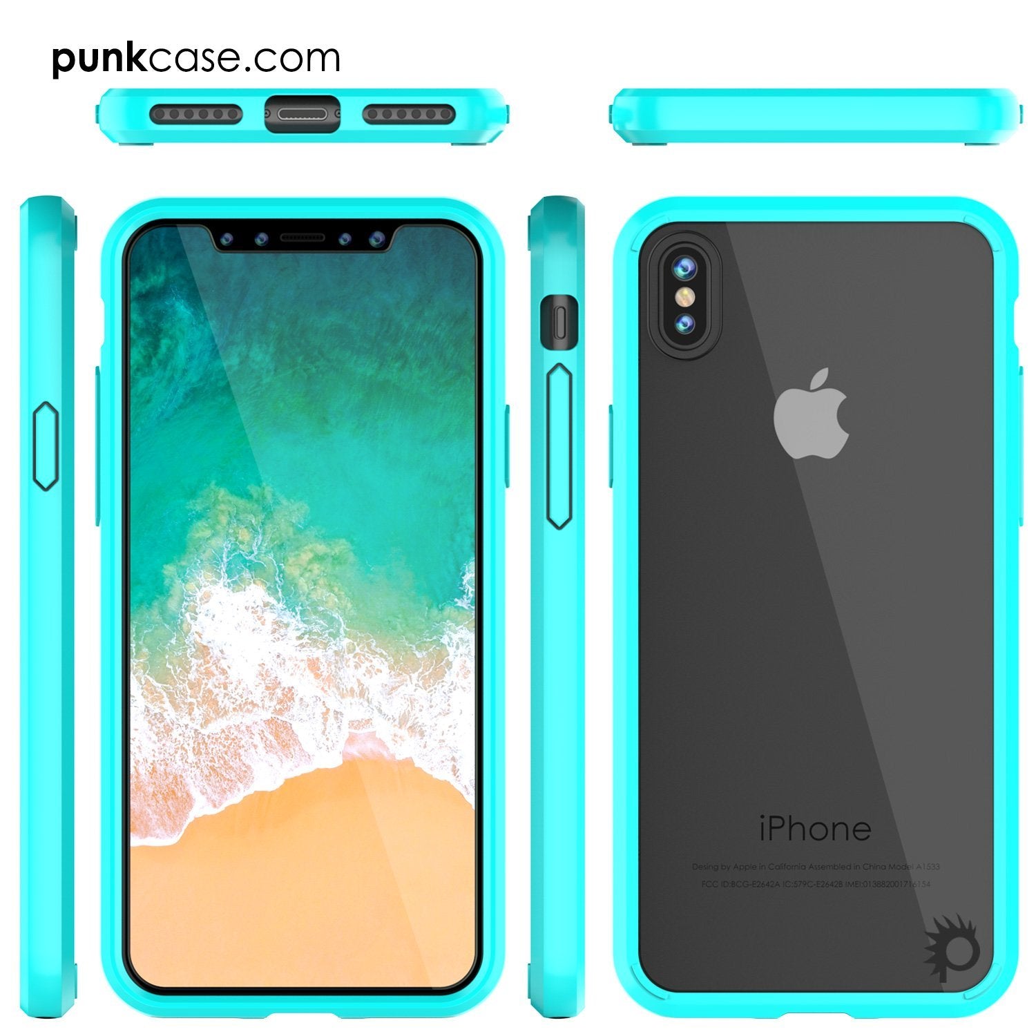 iPhone X Case, PUNKcase [LUCID 2.0 Series] [Slim Fit] Armor Cover W/Integrated Anti-Shock System & Tempered Glass PUNKSHIELD Screen Protector [Teal]