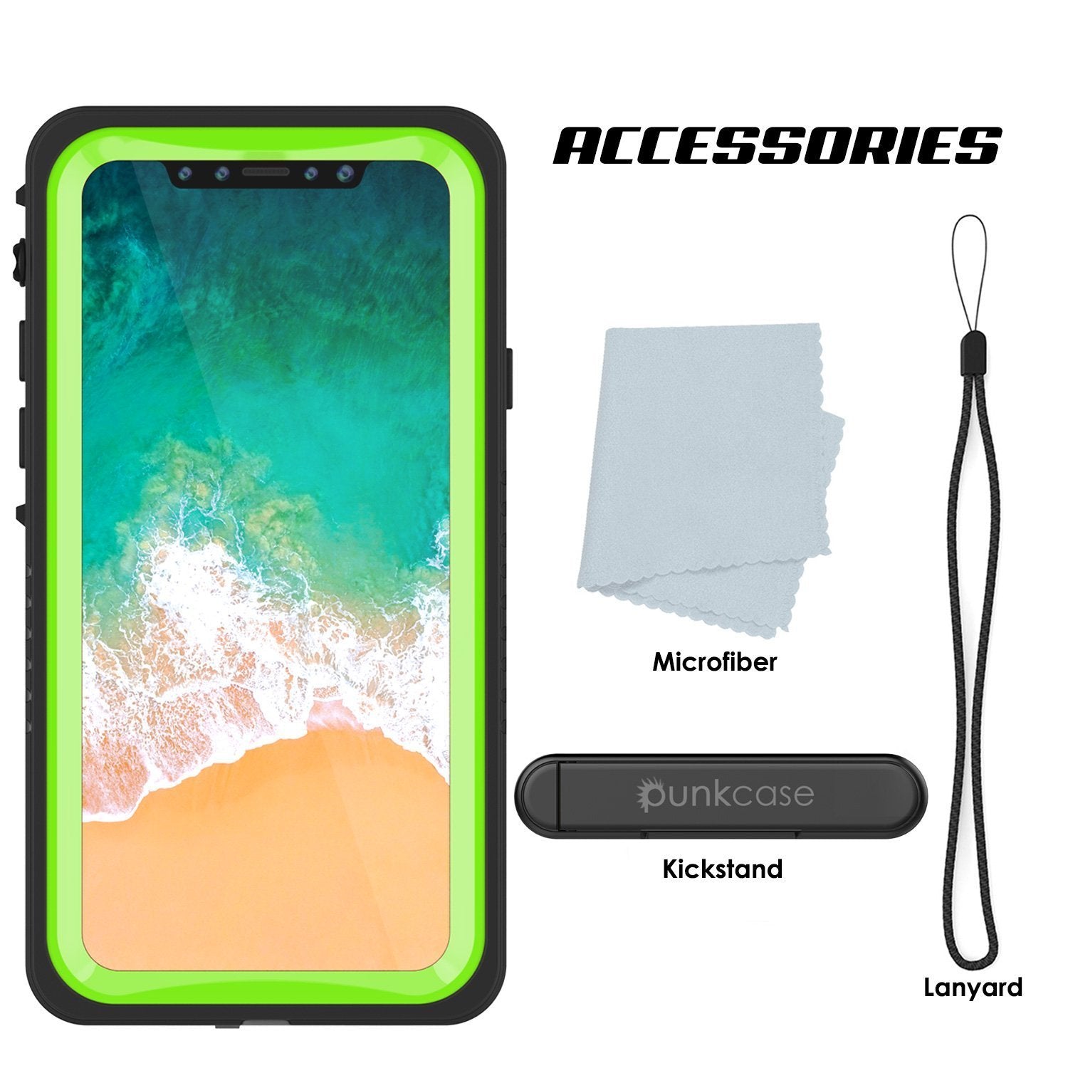 iPhone XS Max Waterproof Case, Punkcase [Extreme Series] Armor Cover W/ Built In Screen Protector [Light Green]
