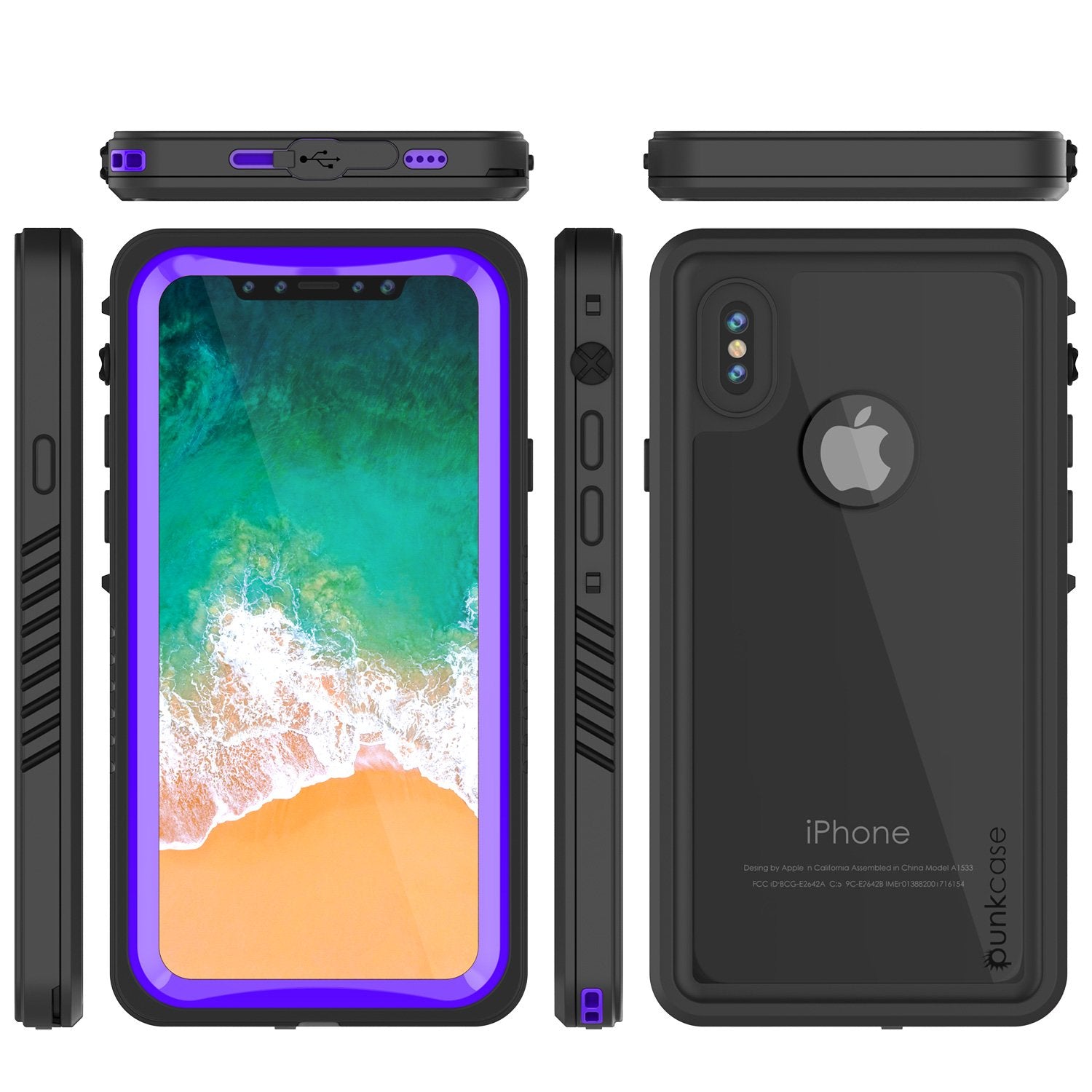 iPhone X Case, Punkcase [Extreme Series] [Slim Fit] [IP68 Certified] [Shockproof] [Snowproof] [Dirproof] Armor Cover W/ Built In Screen Protector for Apple iPhone 10 [PURPLE]