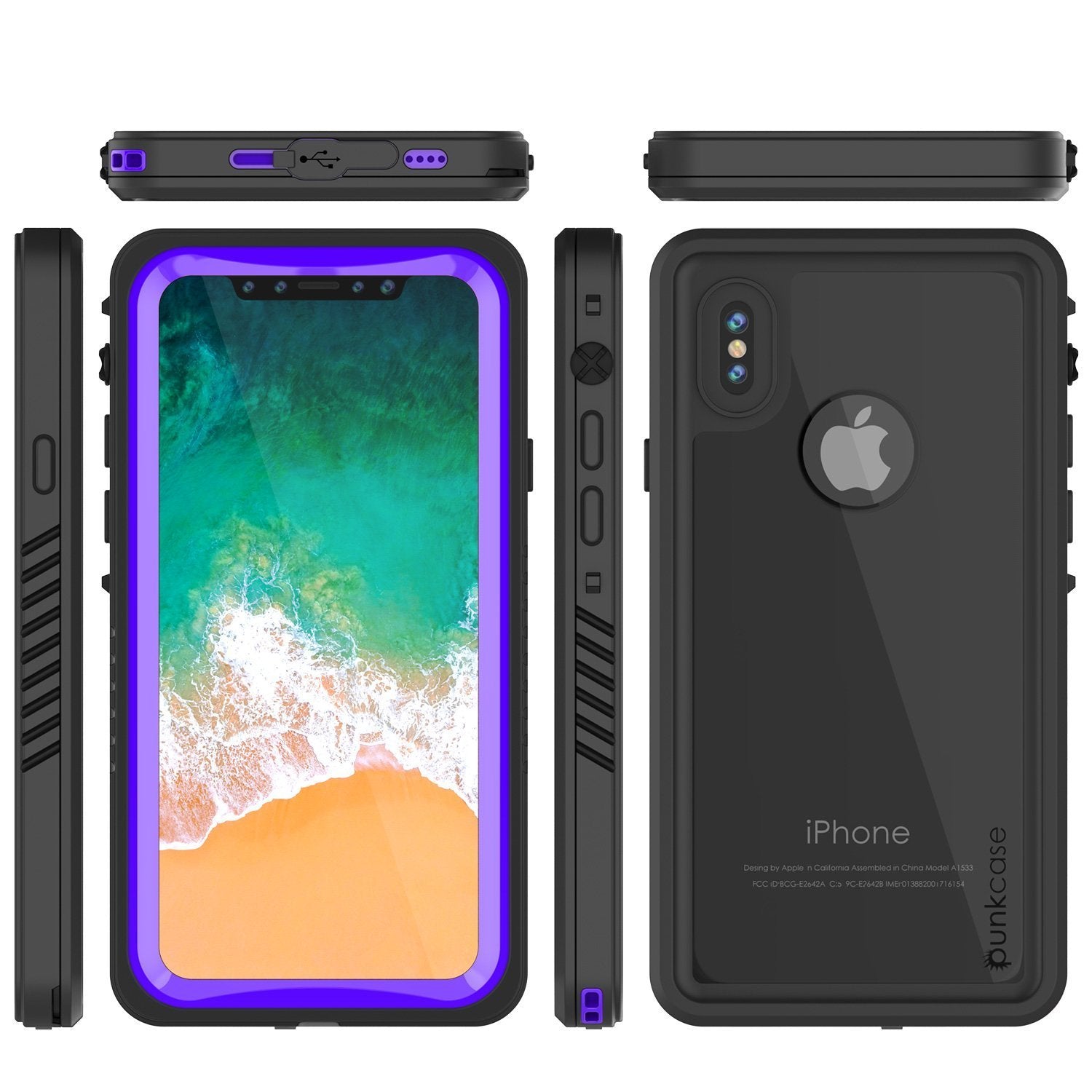 iPhone XS Max Waterproof Case, Punkcase [Extreme Series] Armor Cover W/ Built In Screen Protector [Purple]