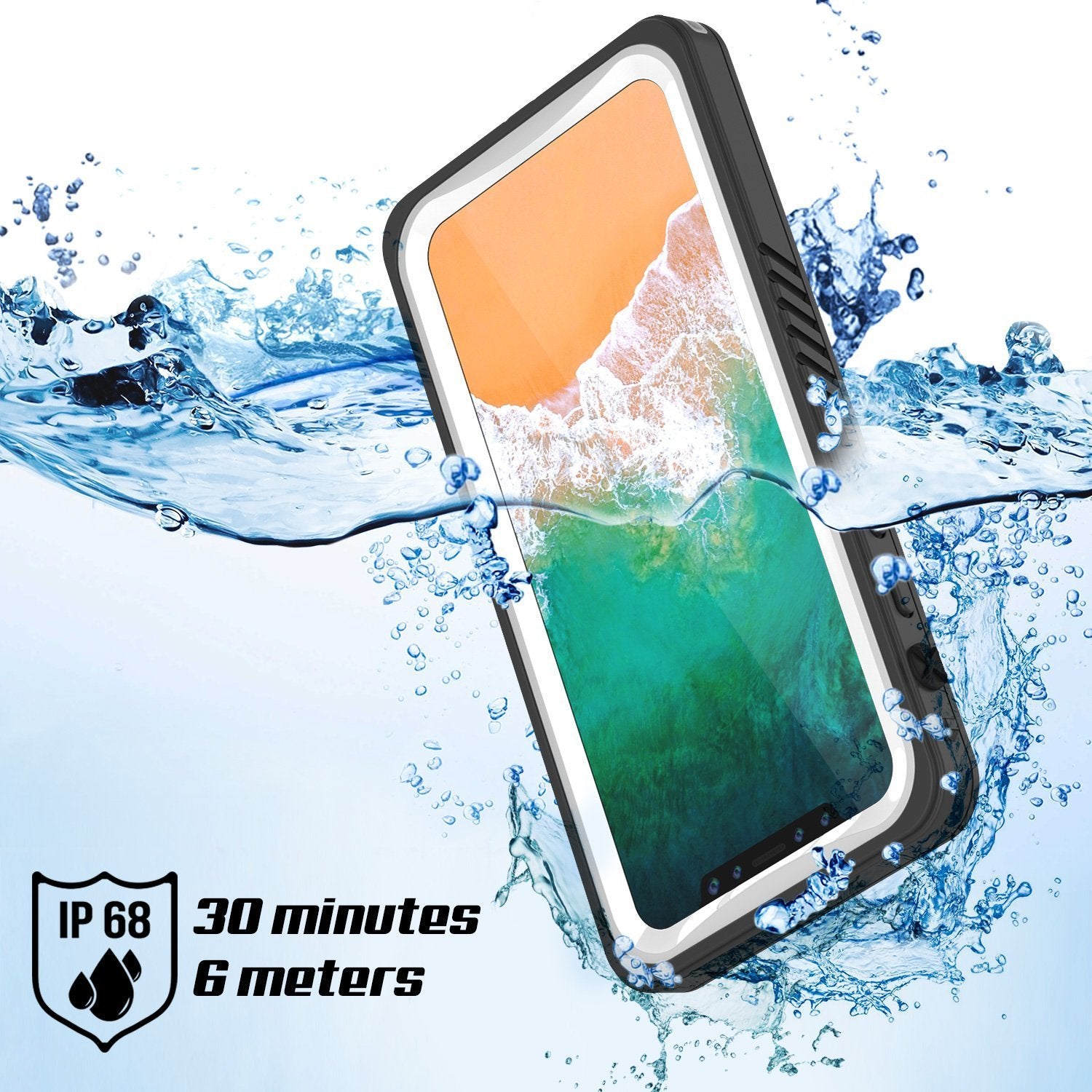 iPhone XS Max Waterproof Case, Punkcase [Extreme Series] Armor Cover W/ Built In Screen Protector [White]
