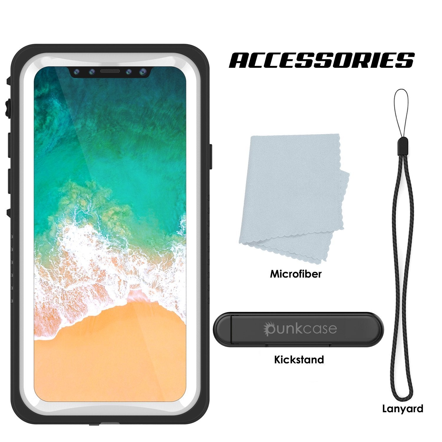 iPhone XS Max Waterproof Case, Punkcase [Extreme Series] Armor Cover W/ Built In Screen Protector [White]
