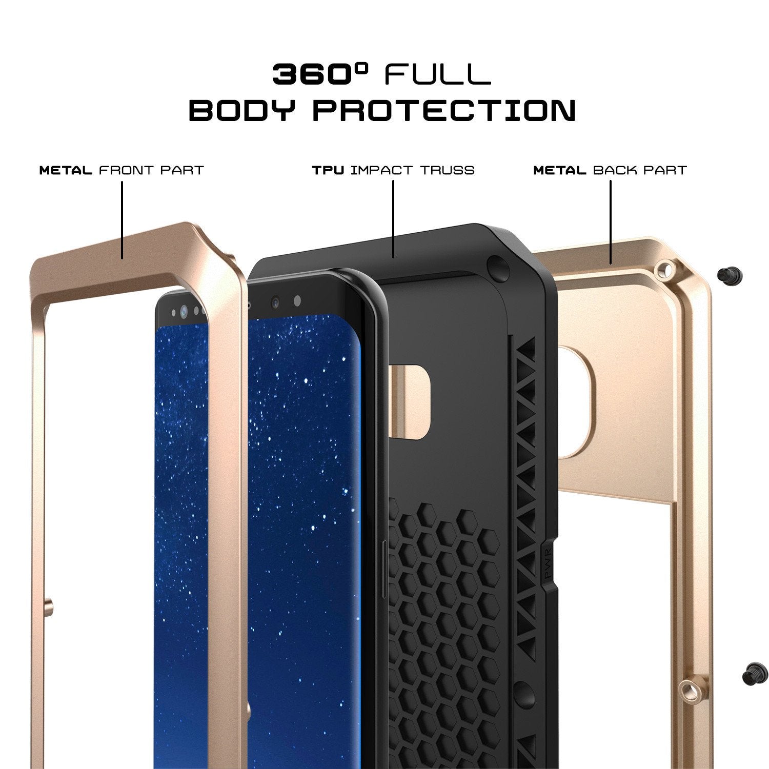 Galaxy S8 Metal Case, Heavy Duty Military Grade Rugged Armor Cover [shock proof] W/ Prime Drop Protection [GOLD]