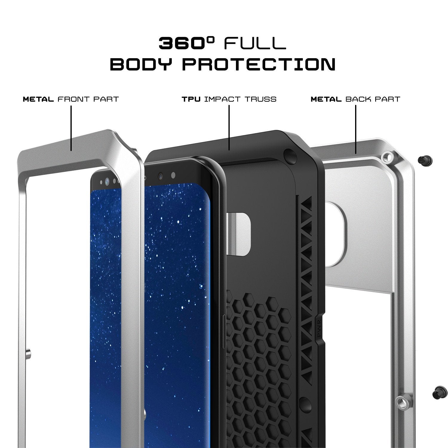 Galaxy S8 Full Body Shock Drop Protection Metal Case [SILVER]