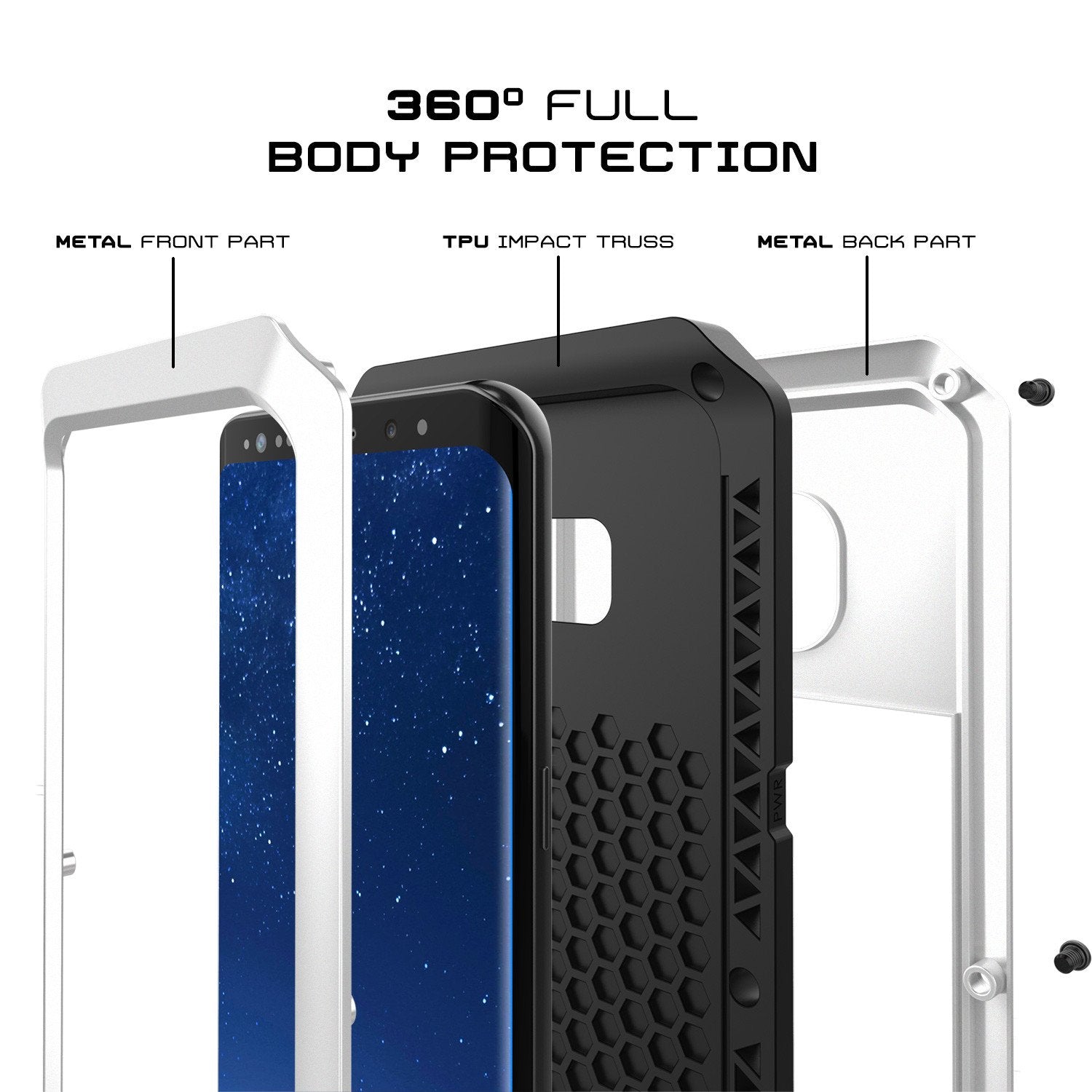 Galaxy S8 Metal Case, Heavy Duty Military Grade Rugged Armor Cover [shock proof] W/ Prime Drop Protection [WHITE]
