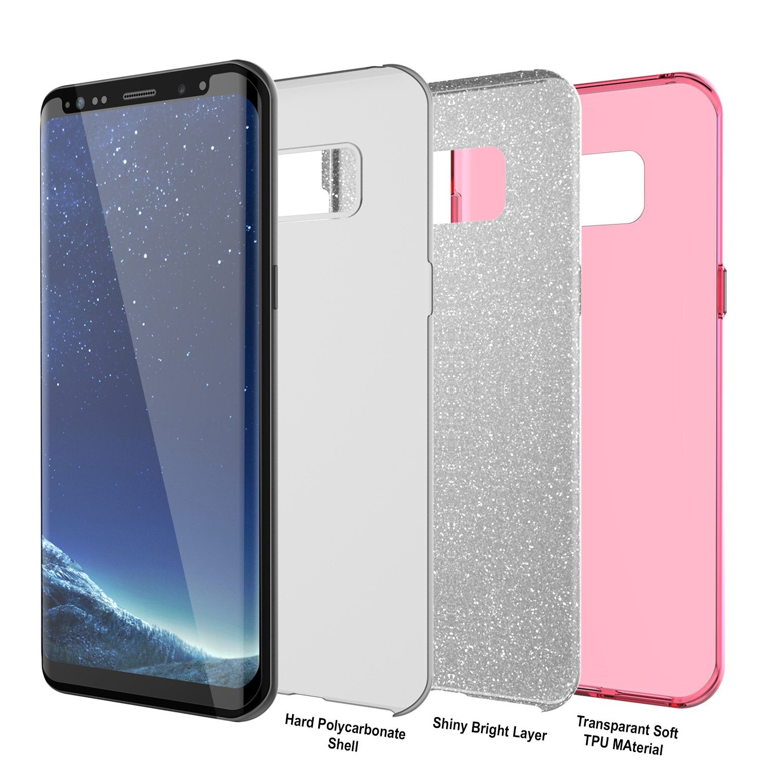 Galaxy S8 Case, Punkcase Galactic 2.0 Series Armor Pink Cover