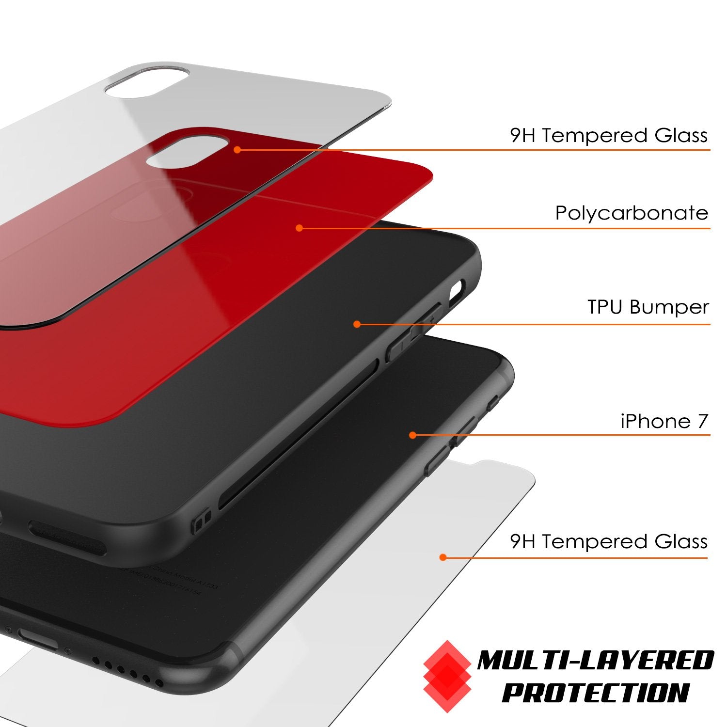 iPhone X Case, Punkcase GlassShield Ultra Thin Protective 9H Full Body Tempered Glass Cover W/ Drop Protection & Non Slip Grip for Apple iPhone 10 [Red]