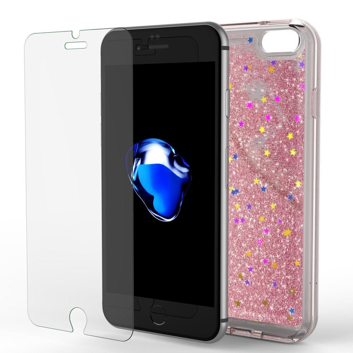 iPhone 8 Case, PunkCase LIQUID Rose Series, Protective Dual Layer Floating Glitter Cover