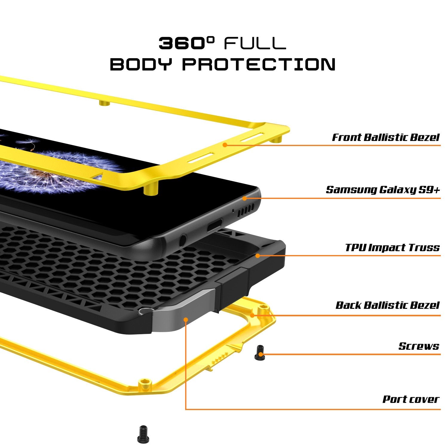 Galaxy S9 Plus Hybrid Shock Drop Proof Metal Armor Cover [Neon]