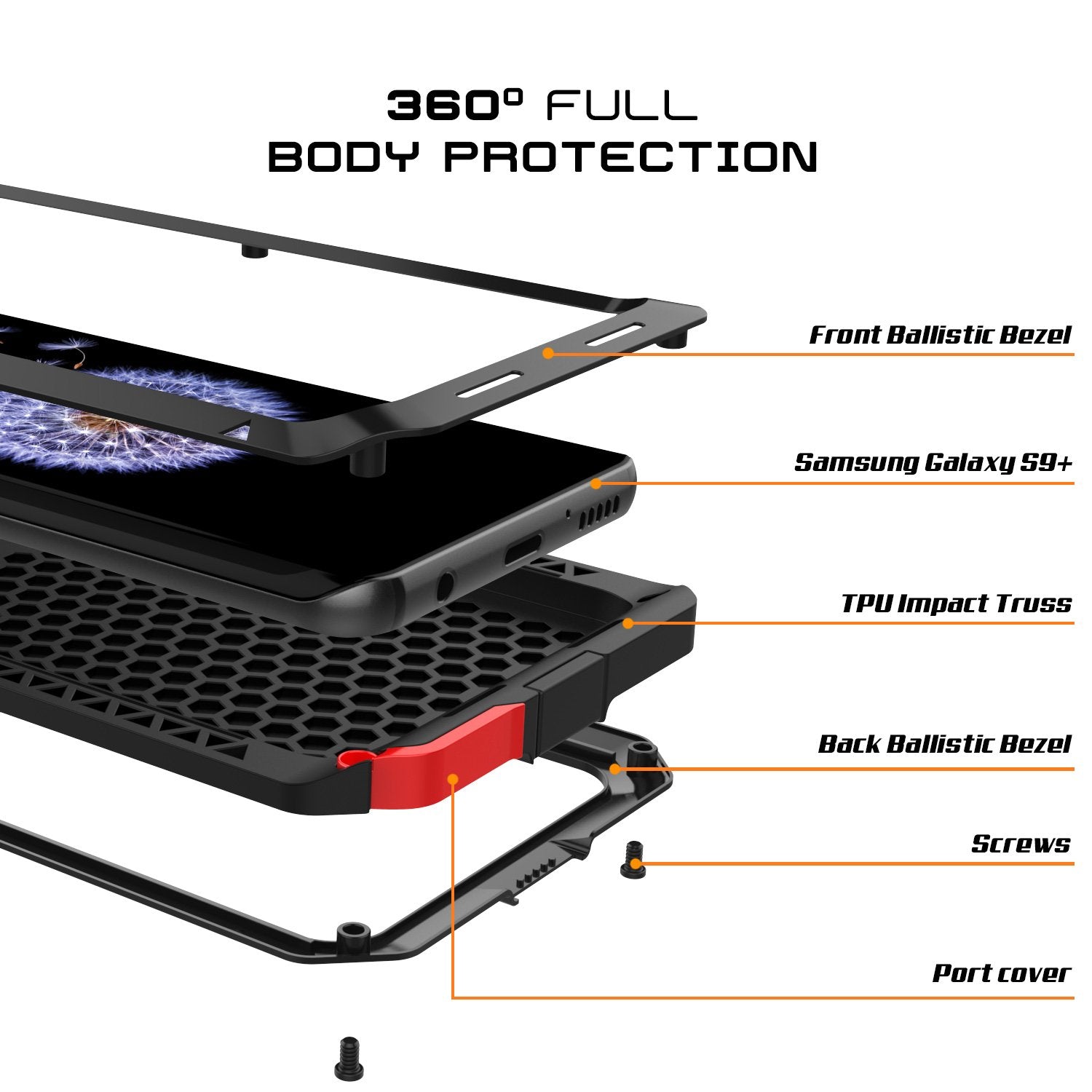 Galaxy S9 Plus Hybrid Shock Drop Proof Metal Case [Black]