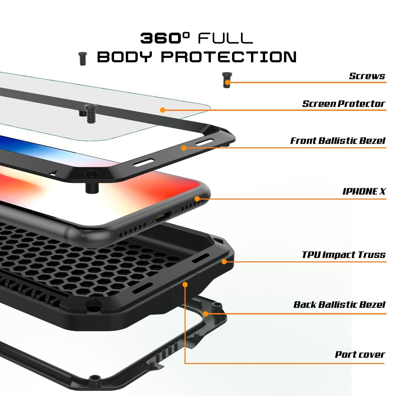 iPhone XS Max Metal Case, Heavy Duty Military Grade Armor Cover [shock proof] Full Body Hard [Black]