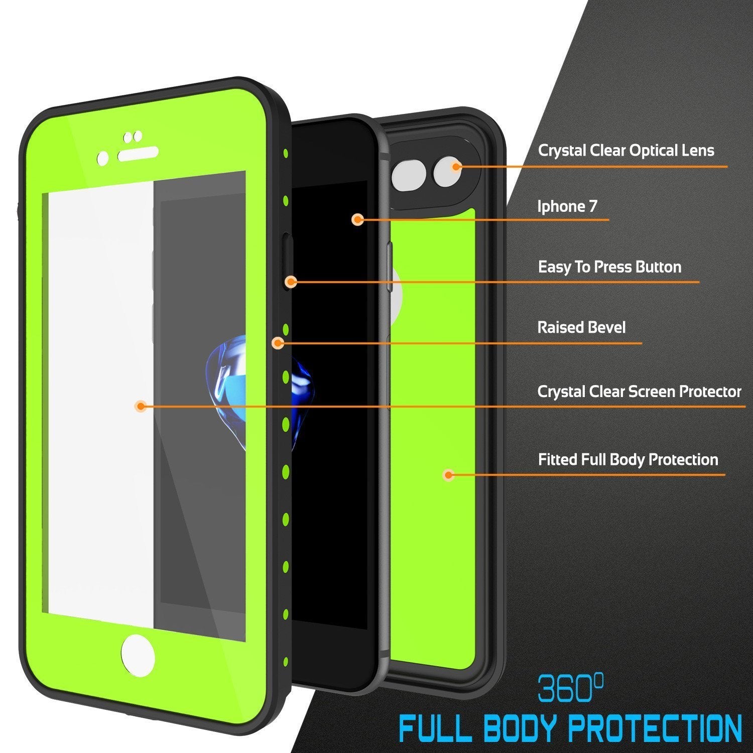 iPhone 8 Waterproof Case, Punkcase [Light Green] [StudStar Series] [Slim Fit][IP68 Certified]  [Dirt/Snow Proof]
