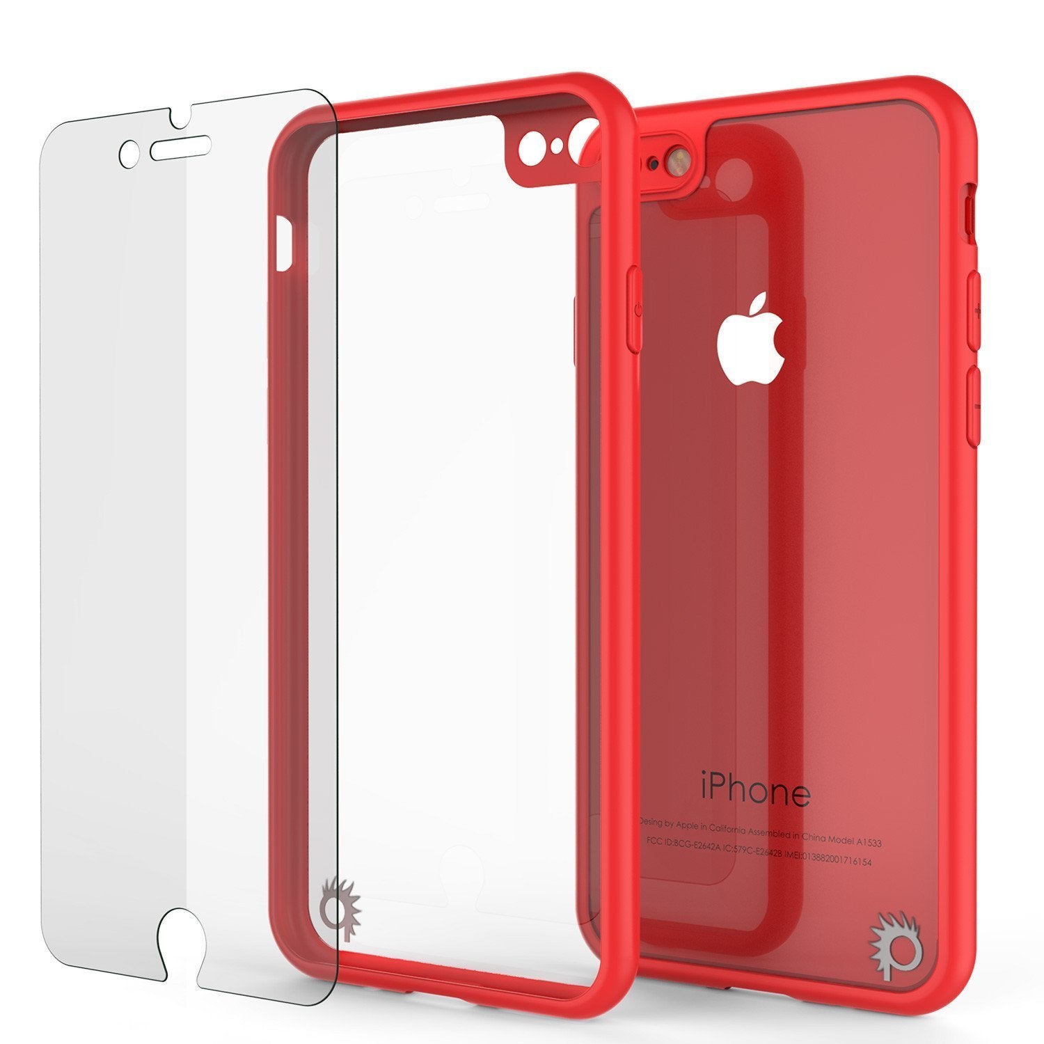 iPhone SE (4.7") Case [MASK Series] [RED] Full Body Hybrid Dual Layer TPU Cover W/ protective Tempered Glass Screen Protector