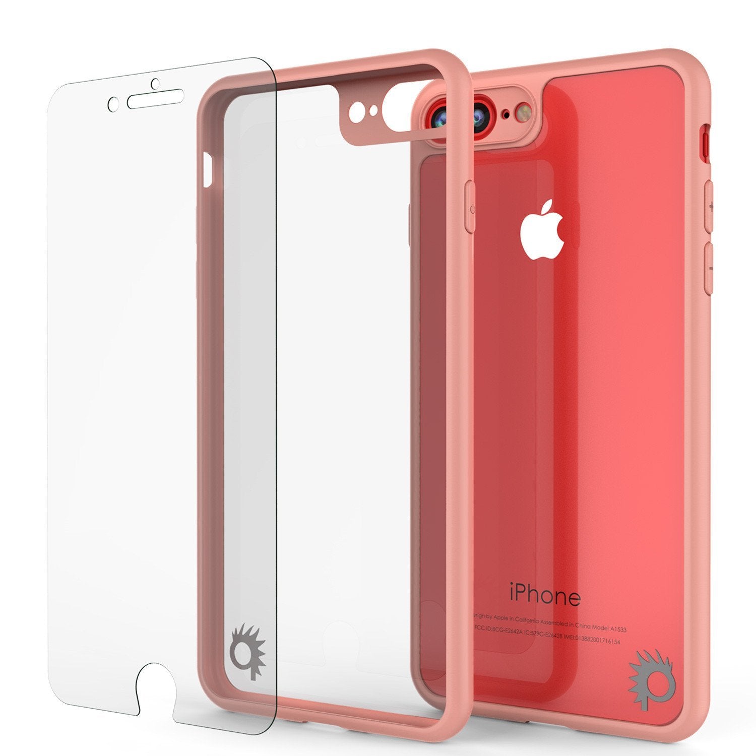 iPhone 8+ Plus Case [MASK Series] [PINK] Full Body Hybrid Dual Layer TPU Cover W/ protective Tempered Glass Screen Protector