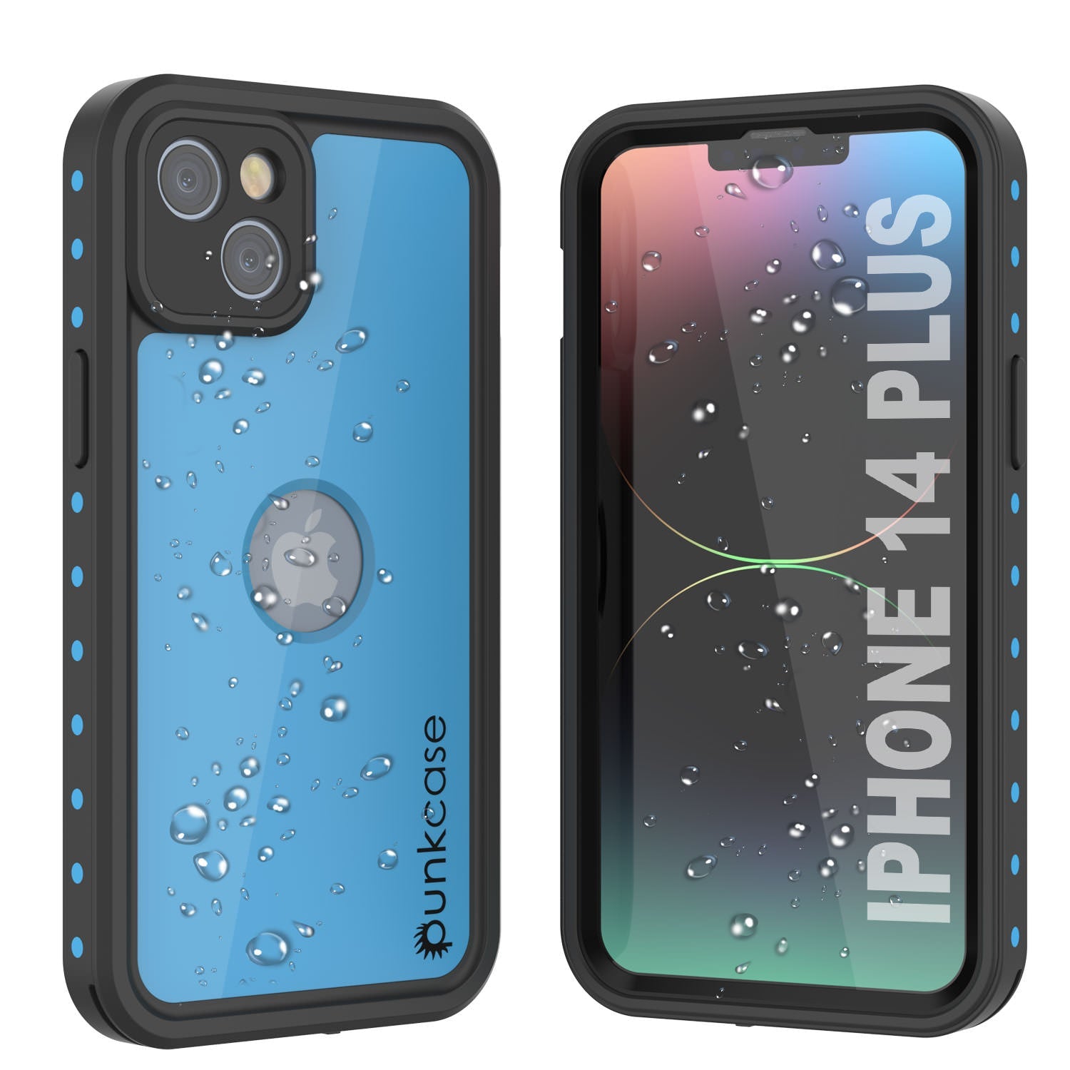 iPhone 14 Plus Waterproof IP68 Case, Punkcase [Light blue] [StudStar Series] [Slim Fit] [Dirtproof]