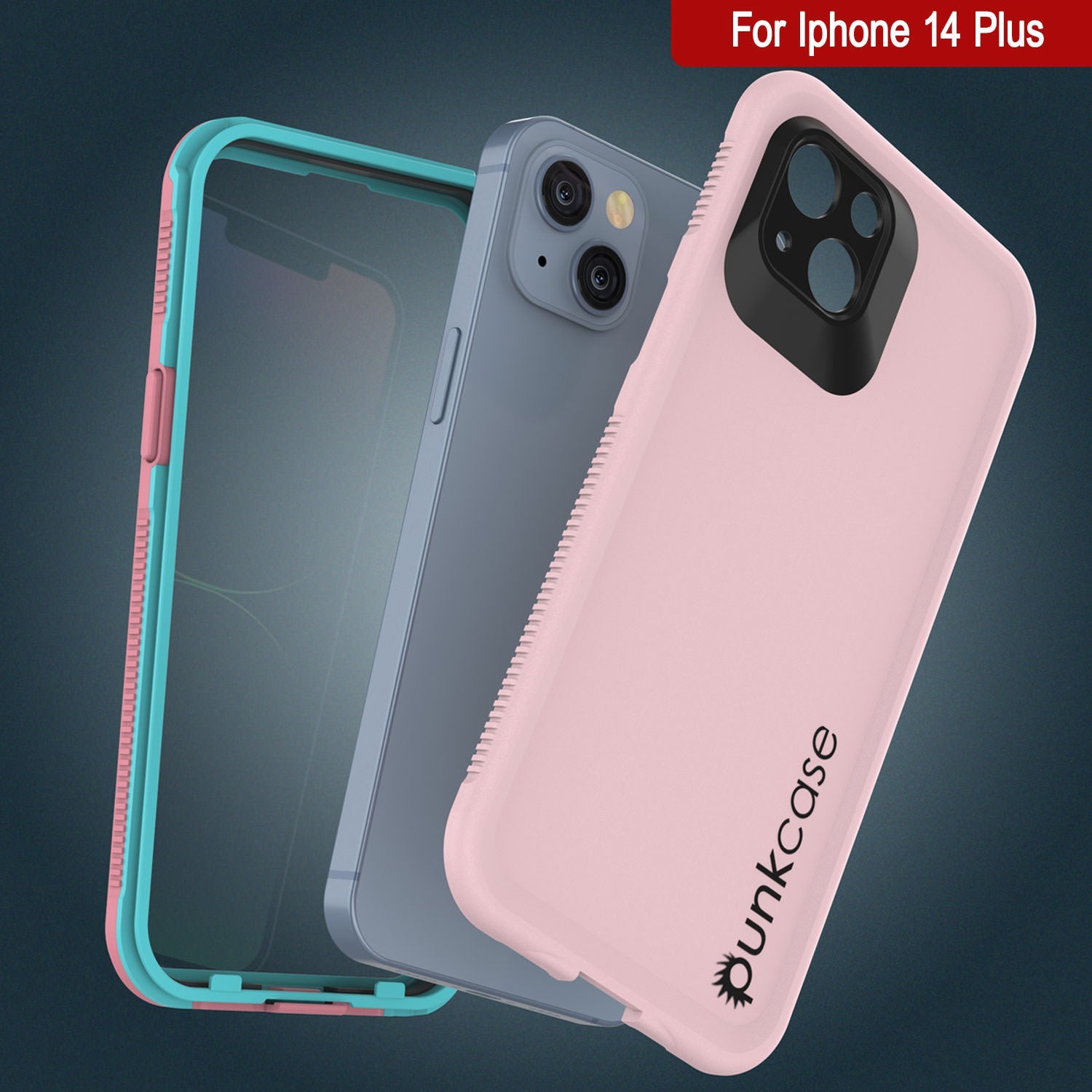 Punkcase iPhone 14 Plus Waterproof Case [Aqua Series] Armor Cover [Pink]