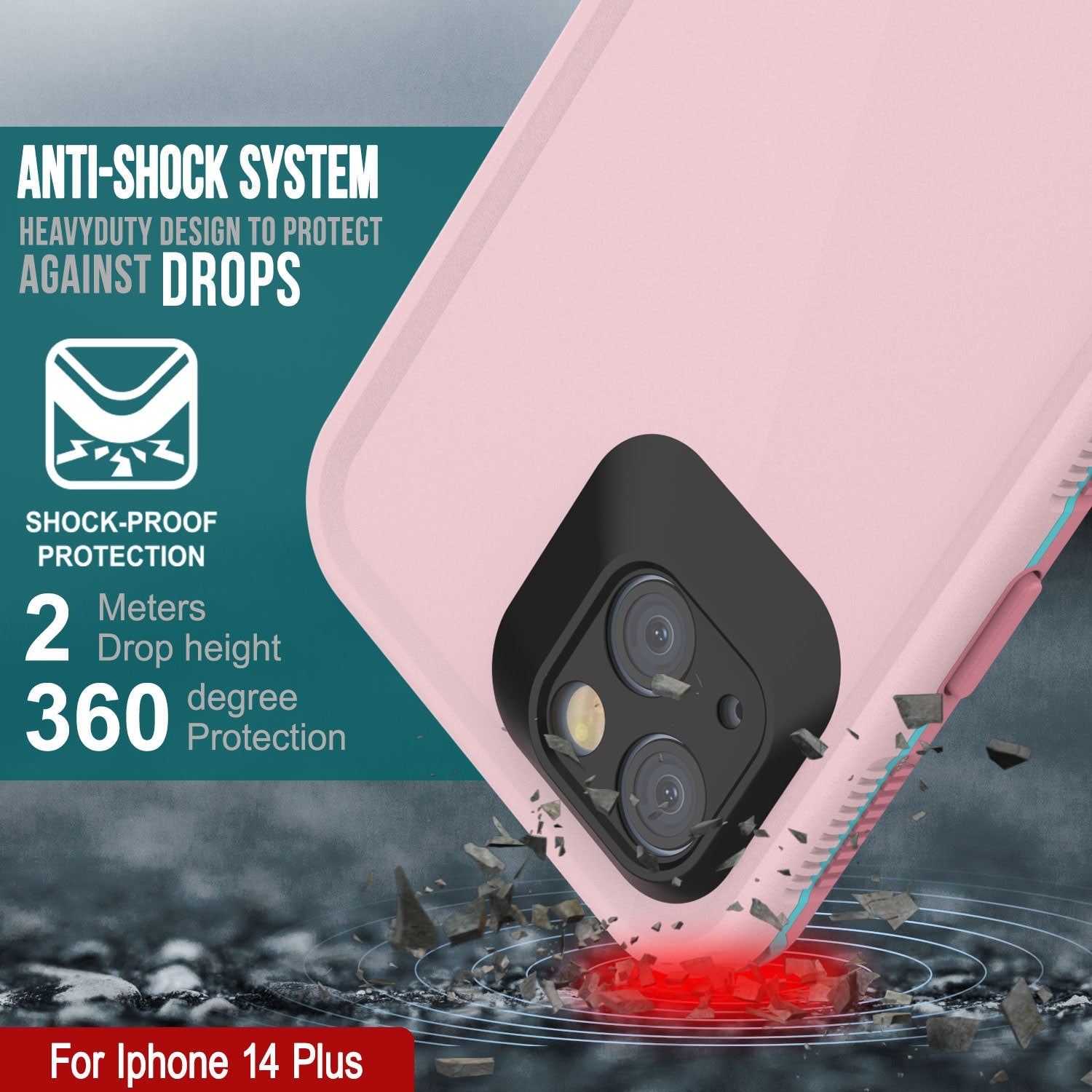 Punkcase iPhone 14 Plus Waterproof Case [Aqua Series] Armor Cover [Pink]