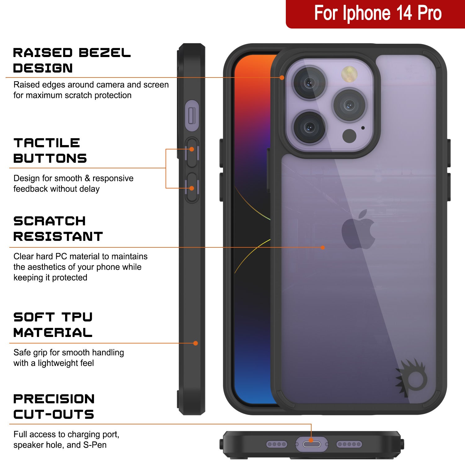 iPhone 15 Pro Case Punkcase® LUCID 2.0 Clear Series Series w/ SHIELD Screen Protector | Ultra Fit