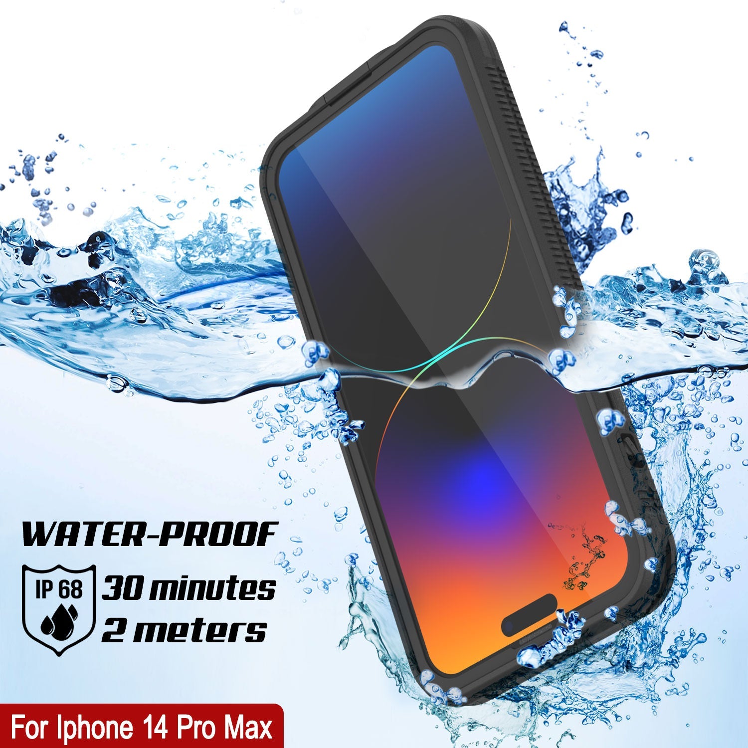 Punkcase iPhone 14 Pro Max Waterproof Case [Aqua Series] Armor Cover [Black]