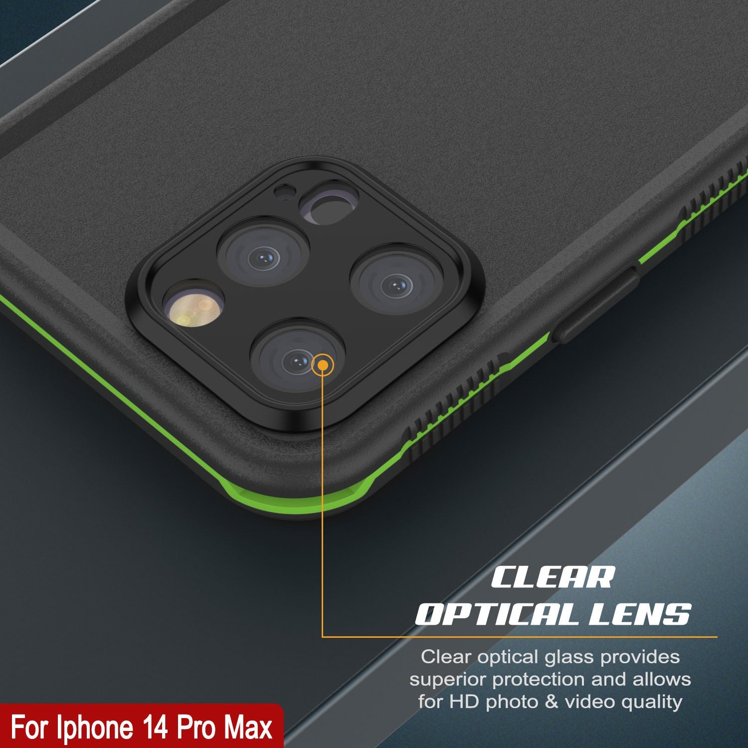 Punkcase iPhone 14 Pro Max Waterproof Case [Aqua Series] Armor Cover [Black-Green]