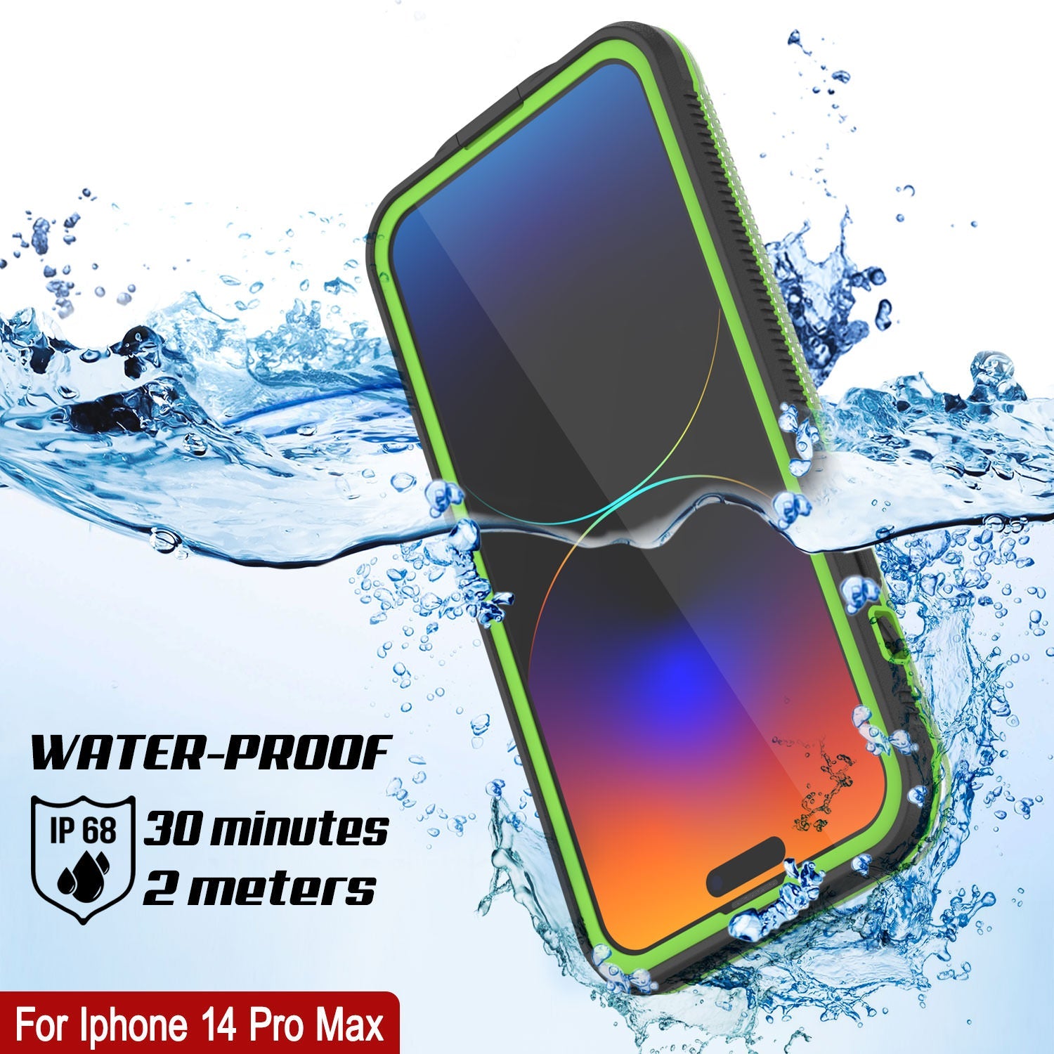 Punkcase iPhone 14 Pro Max Waterproof Case [Aqua Series] Armor Cover [Clear Black] [Clear Back]