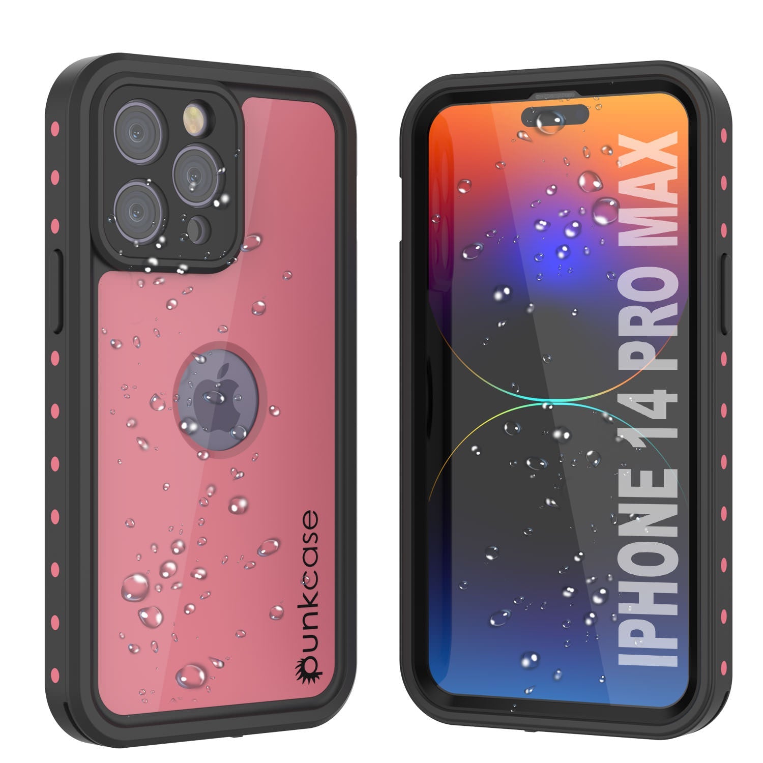 iPhone 14 Pro Max Waterproof IP68 Case, Punkcase [Pink] [StudStar Series] [Slim Fit] [Dirtproof]