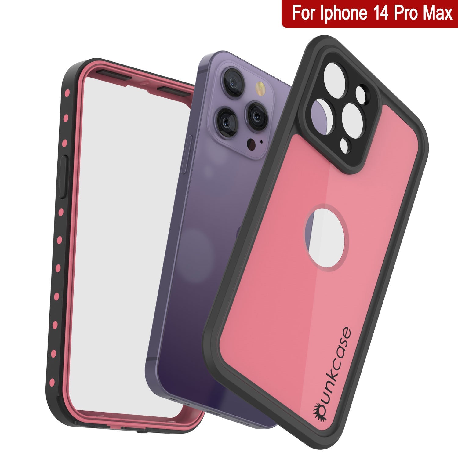 iPhone 14 Pro Max Waterproof IP68 Case, Punkcase [Pink] [StudStar Series] [Slim Fit] [Dirtproof]