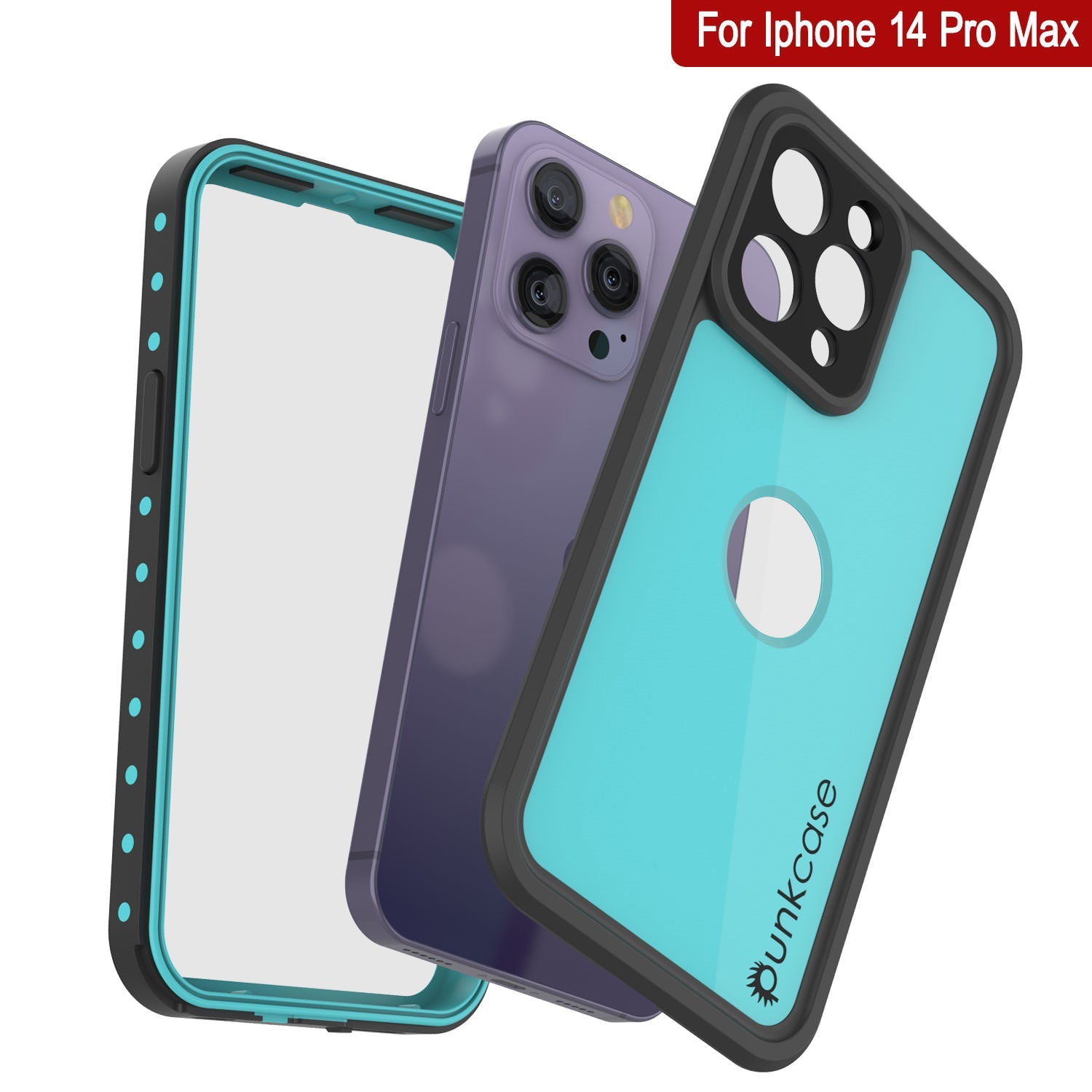 iPhone 14 Pro Max Waterproof IP68 Case, Punkcase [Teal] [StudStar Series] [Slim Fit]