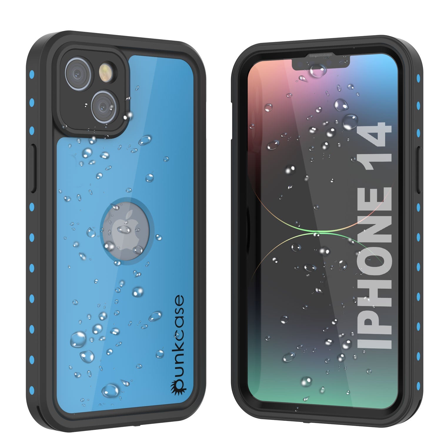 iPhone 14 Waterproof IP68 Case, Punkcase [Light blue] [StudStar Series] [Slim Fit] [Dirtproof]