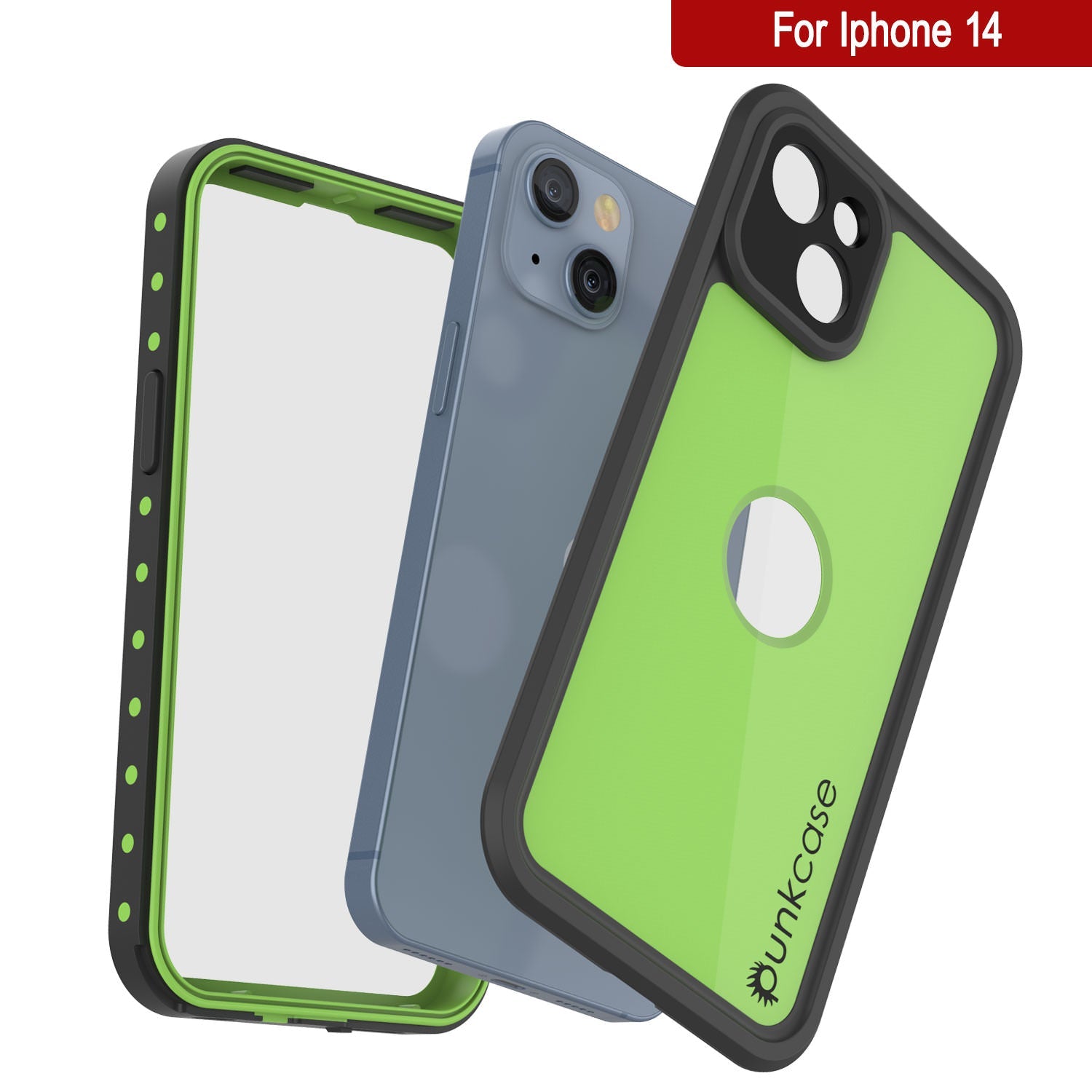 iPhone 14 Waterproof IP68 Case, Punkcase [Light green] [StudStar Series] [Slim Fit] [Dirtproof]