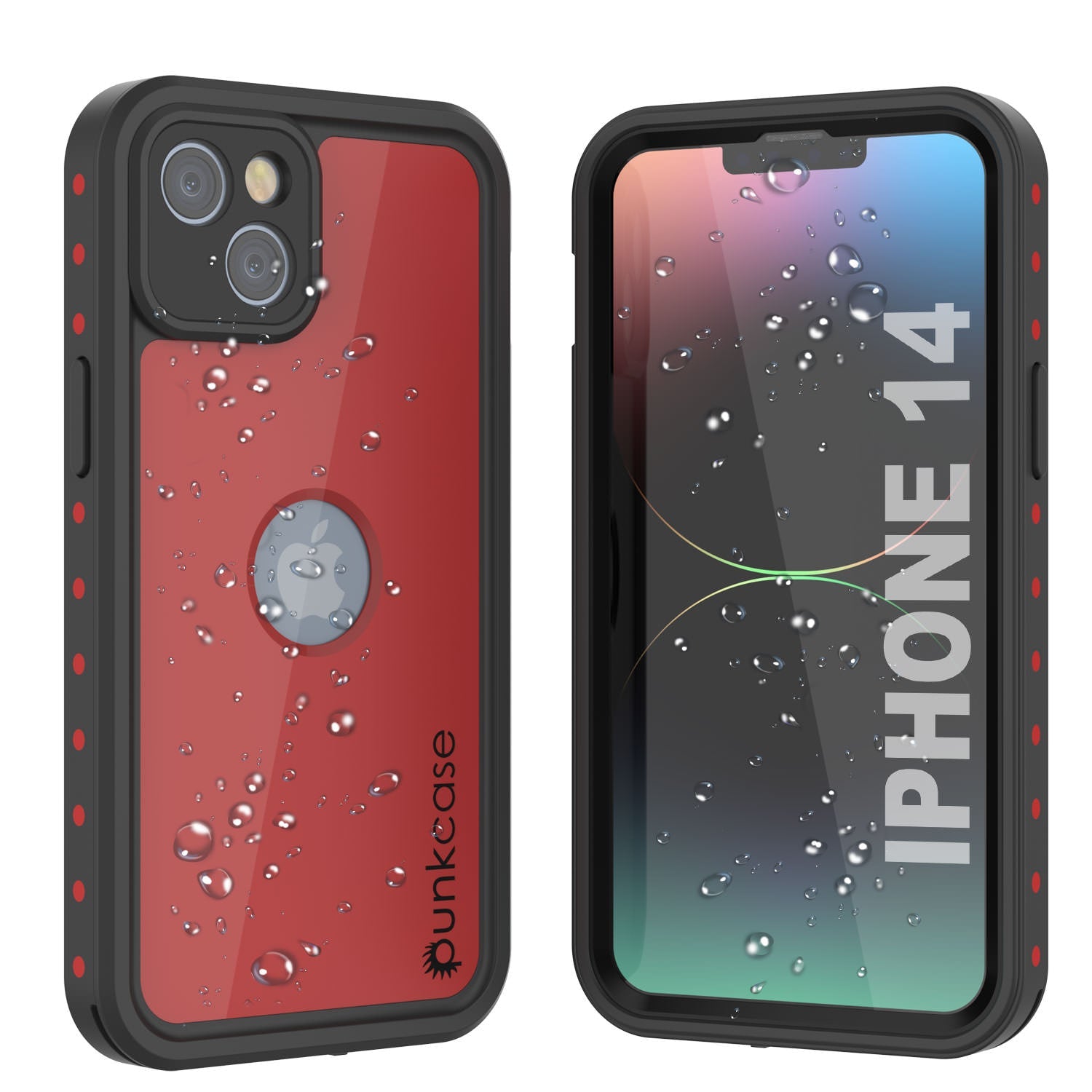 iPhone 14 Waterproof IP68 Case, Punkcase [Red] [StudStar Series] [Slim Fit]