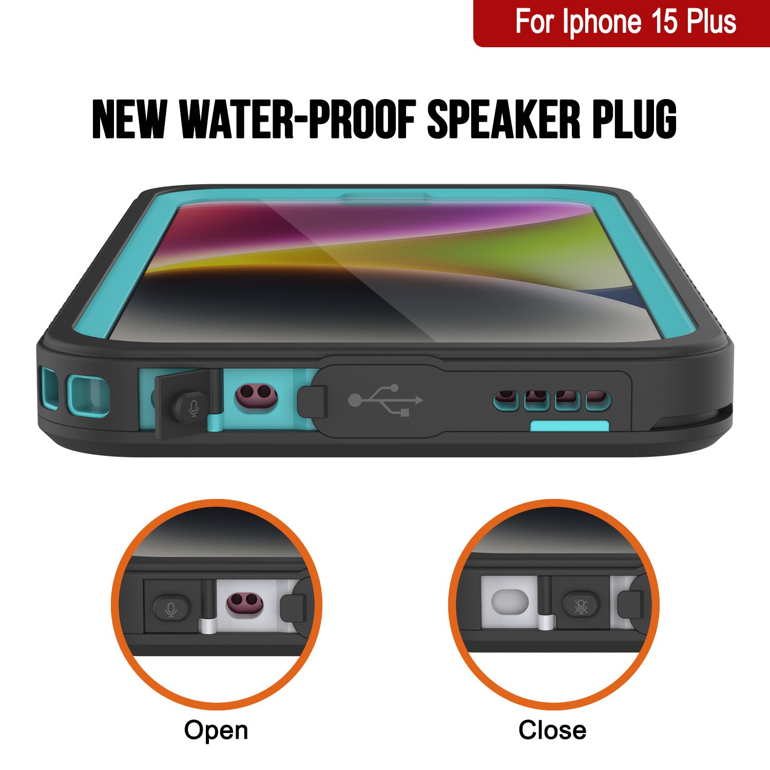 iPhone 15 Plus Waterproof Case, Punkcase [Extreme Series] Armor Cover W/ Built In Screen Protector [Teal]