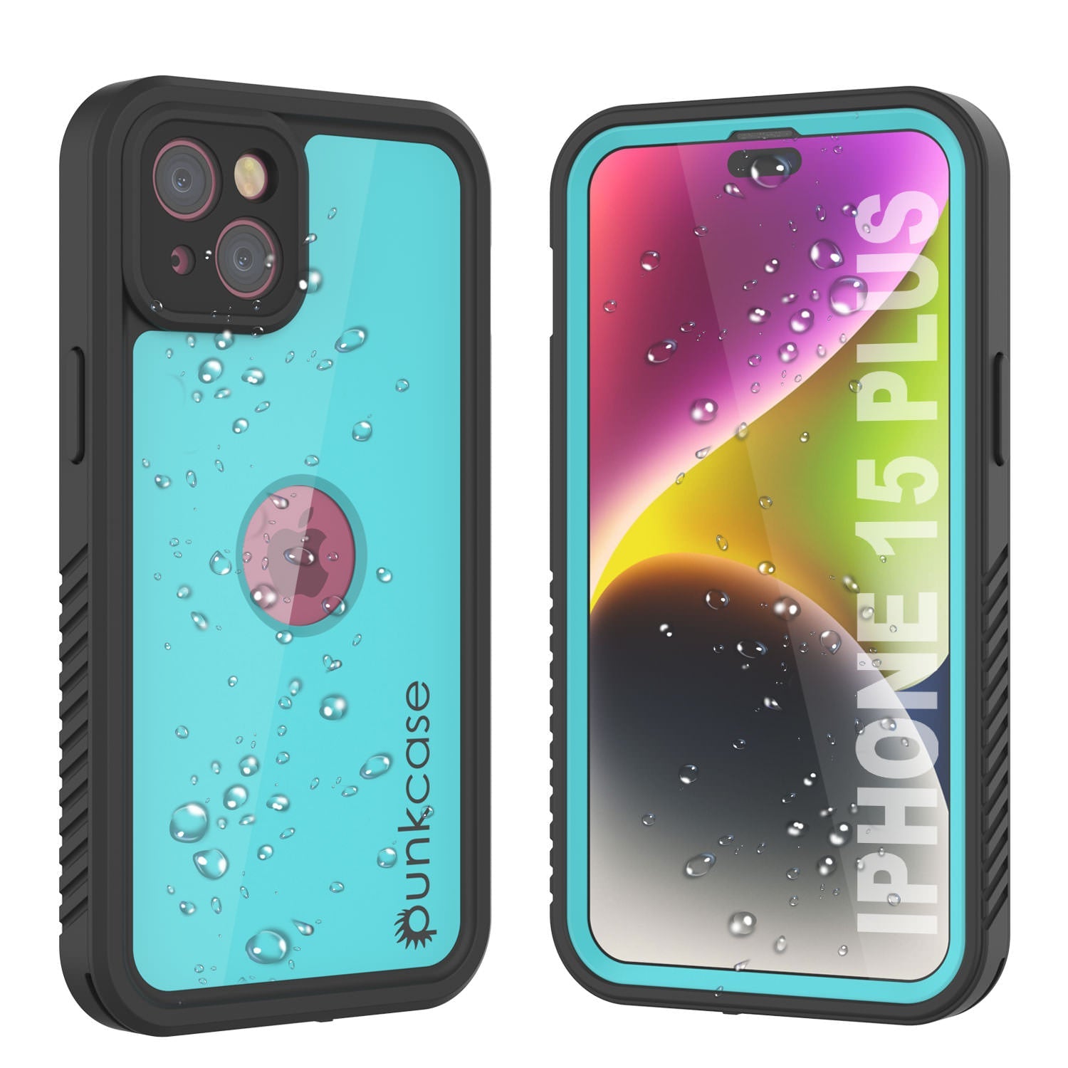 iPhone 15 Plus Waterproof IP68 Case, Punkcase [Teal] [StudStar Series] [Slim Fit]