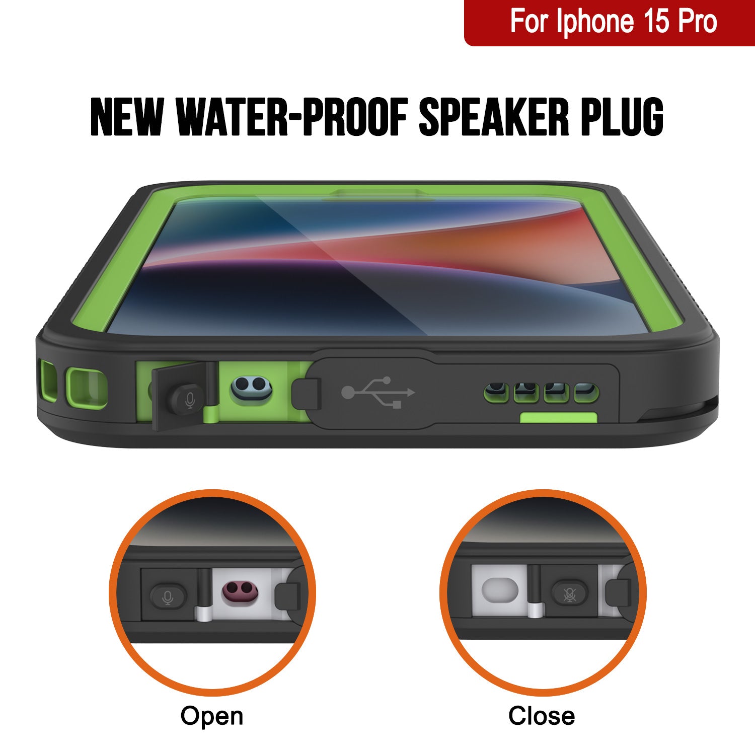 iPhone 15 Pro Waterproof Case, Punkcase [Extreme Series] Armor Cover W/ Built In Screen Protector [Light Green]