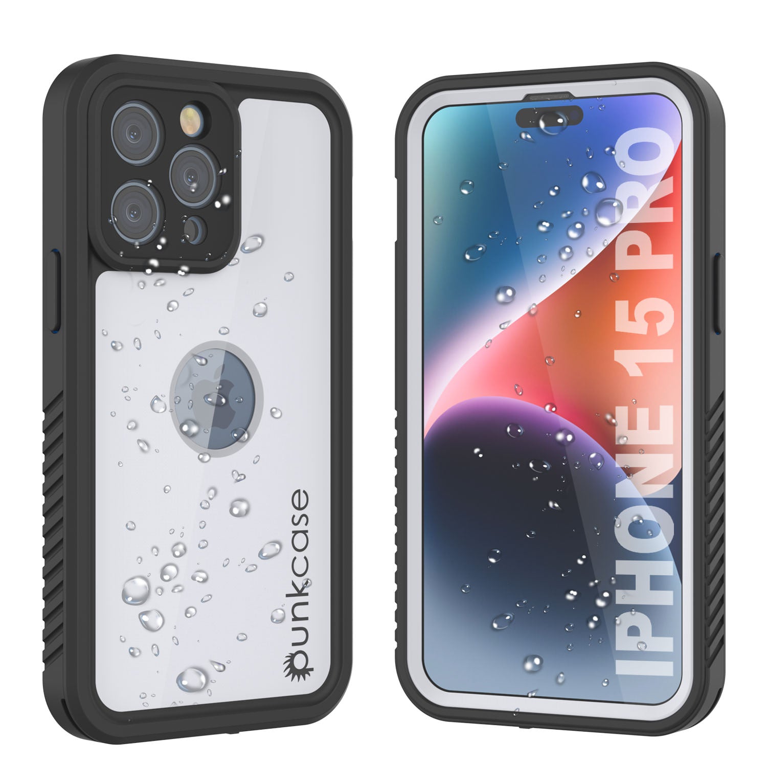 iPhone 15 Pro Waterproof IP68 Case, Punkcase [White] [StudStar Series] [Slim Fit] [Dirtproof]