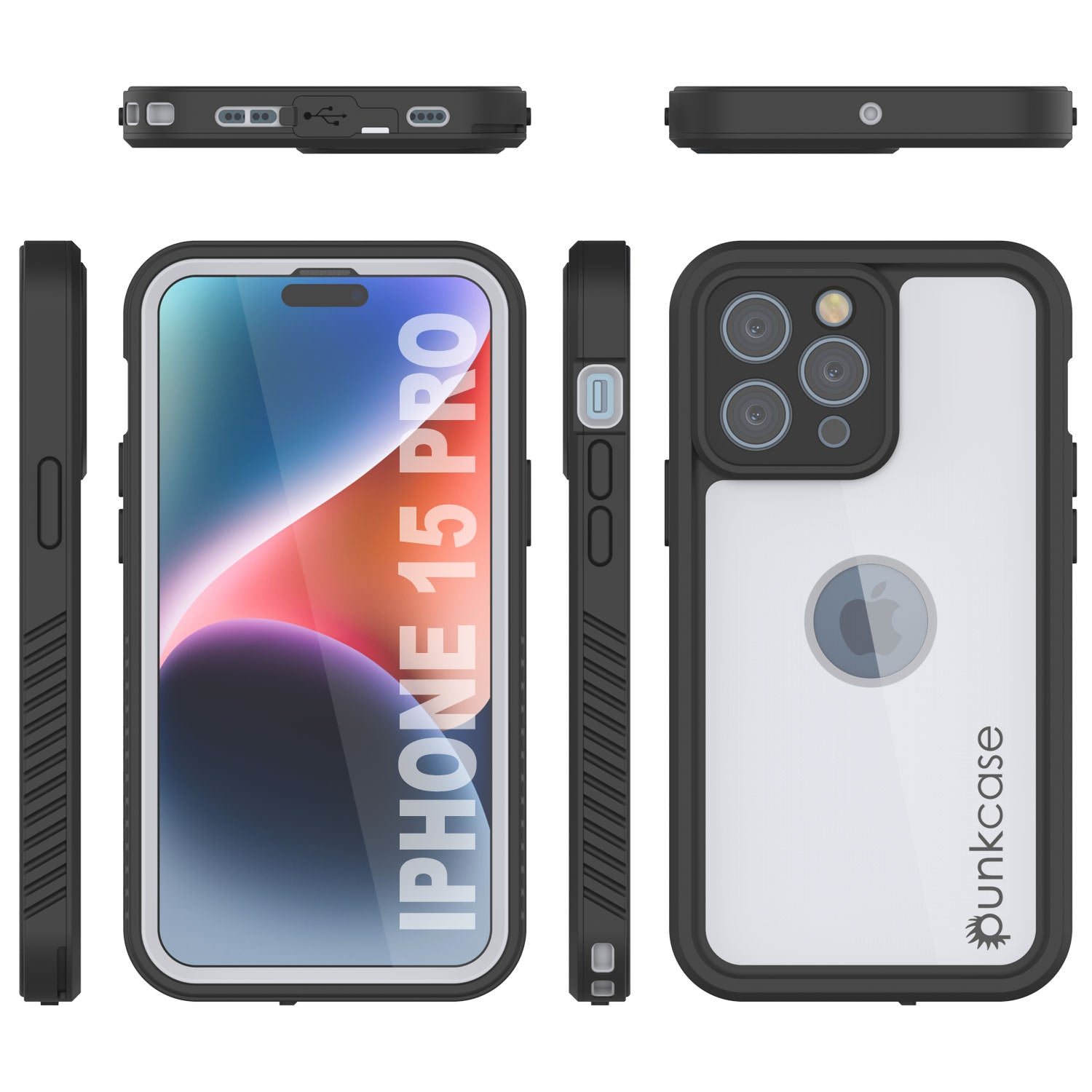 iPhone 15 Pro Waterproof IP68 Case, Punkcase [White] [StudStar Series] [Slim Fit] [Dirtproof]