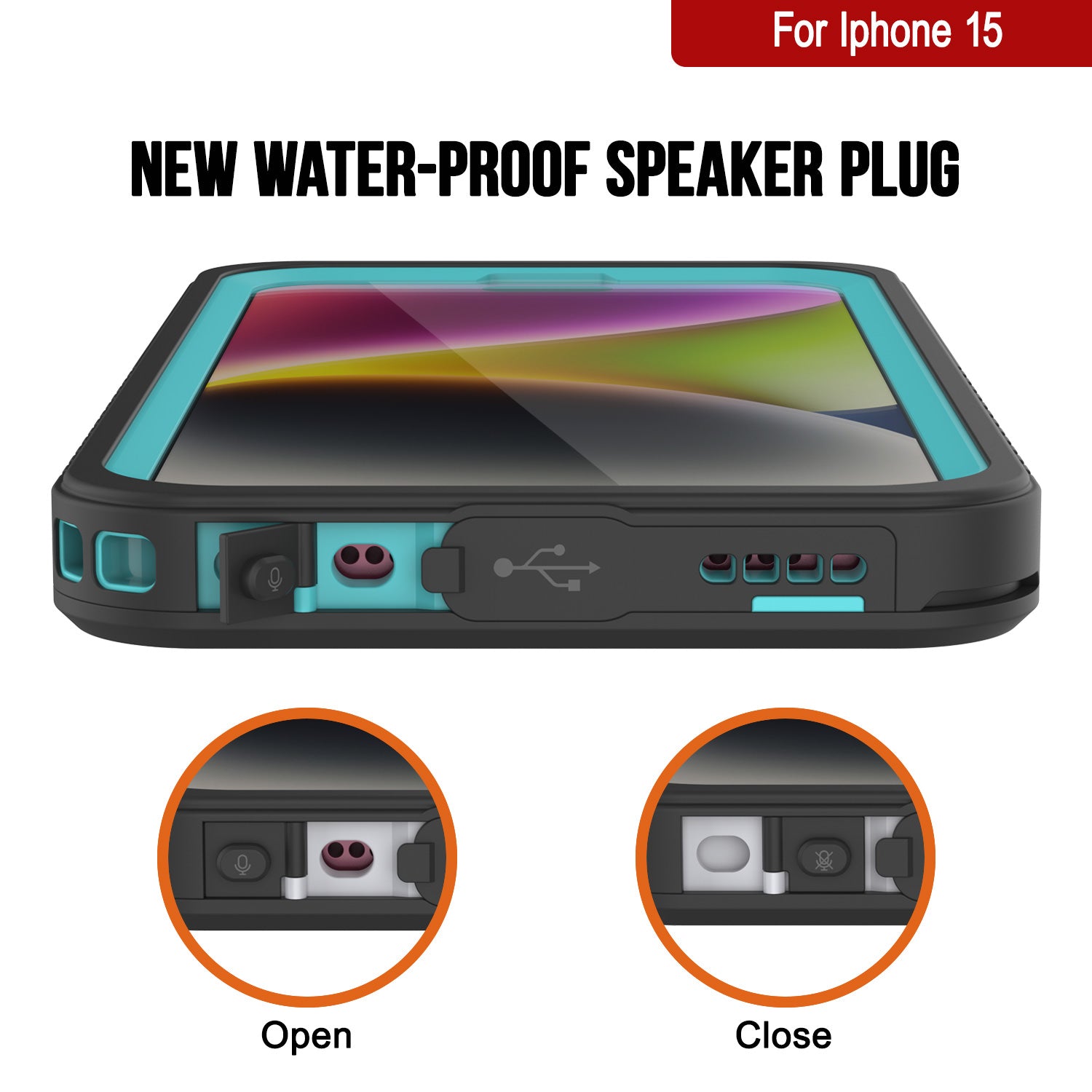 iPhone 15  Waterproof Case, Punkcase [Extreme Series] Armor Cover W/ Built In Screen Protector [Teal]