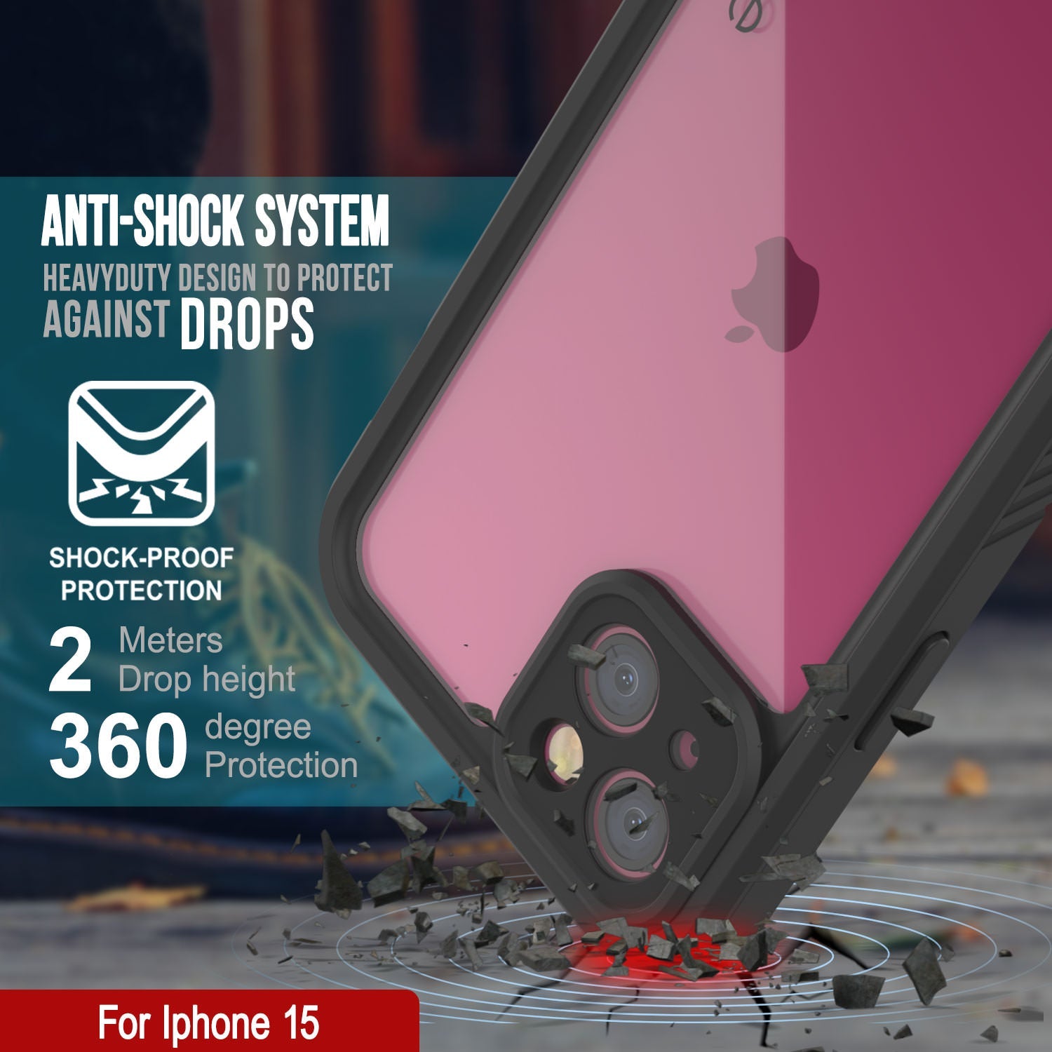 iPhone 15 Waterproof IP68 Case, Punkcase [Clear] [StudStar Series] [Slim Fit] [Dirtproof]