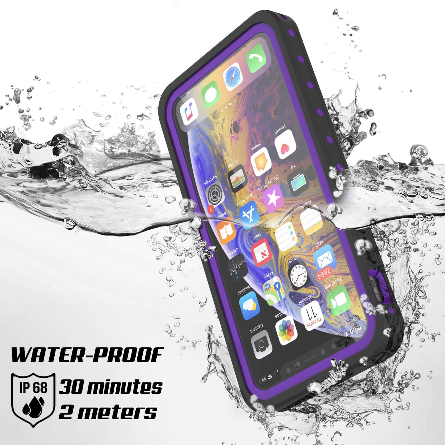 iPhone 11 Pro Max Waterproof IP68 Case, Punkcase [Purple] [StudStar Series] [Slim Fit] [Dirtproof]