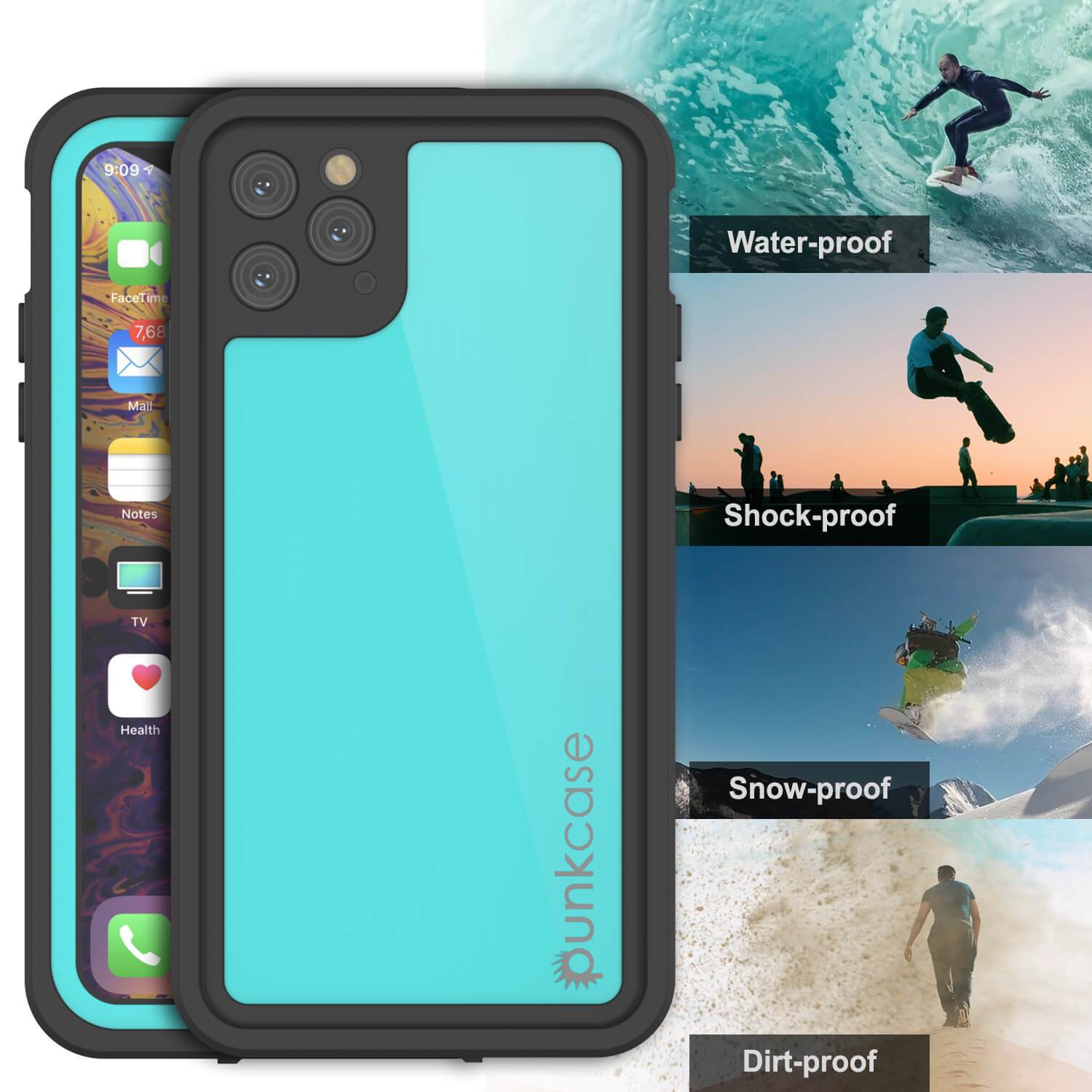 iPhone 11 Pro Max Waterproof IP68 Case, Punkcase [Teal] [StudStar Series] [Slim Fit]