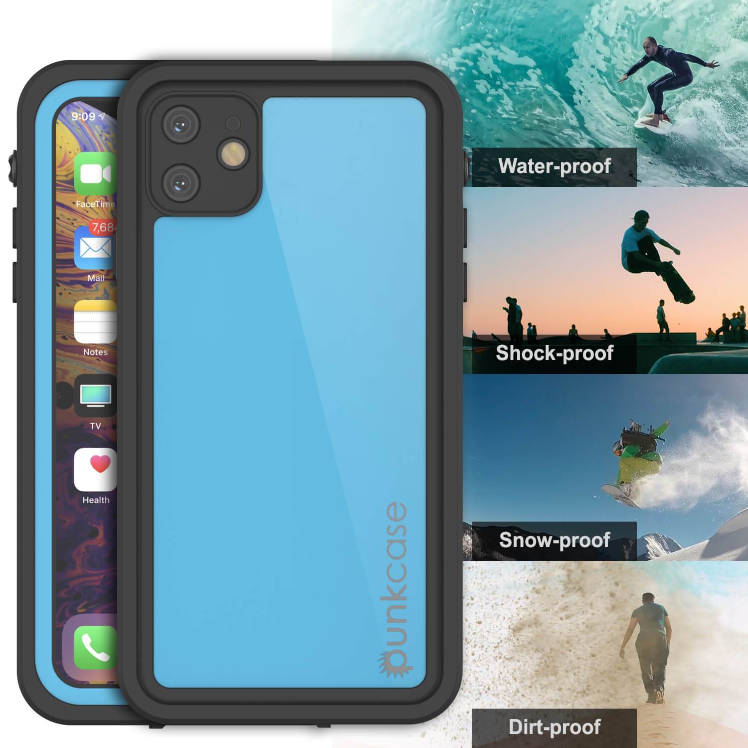 iPhone 11 Waterproof IP68 Case, Punkcase [Light blue] [StudStar Series] [Slim Fit] [Dirtproof]
