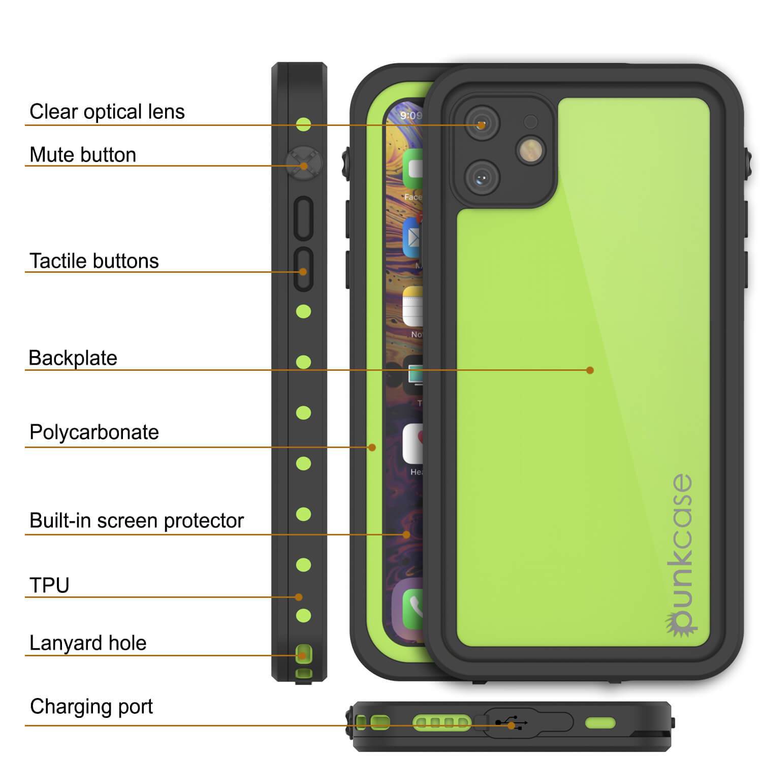 iPhone 11 Waterproof IP68 Case, Punkcase [Light green] [StudStar Series] [Slim Fit] [Dirtproof]