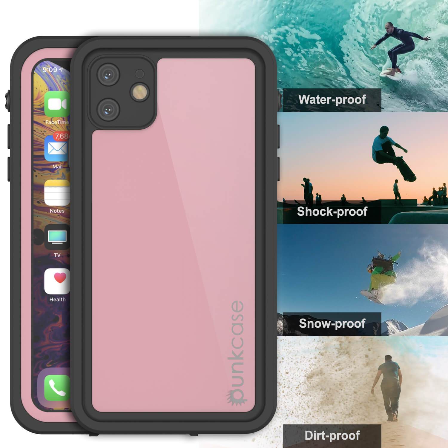 iPhone 11 Waterproof IP68 Case, Punkcase [Pink] [StudStar Series] [Slim Fit] [Dirtproof]