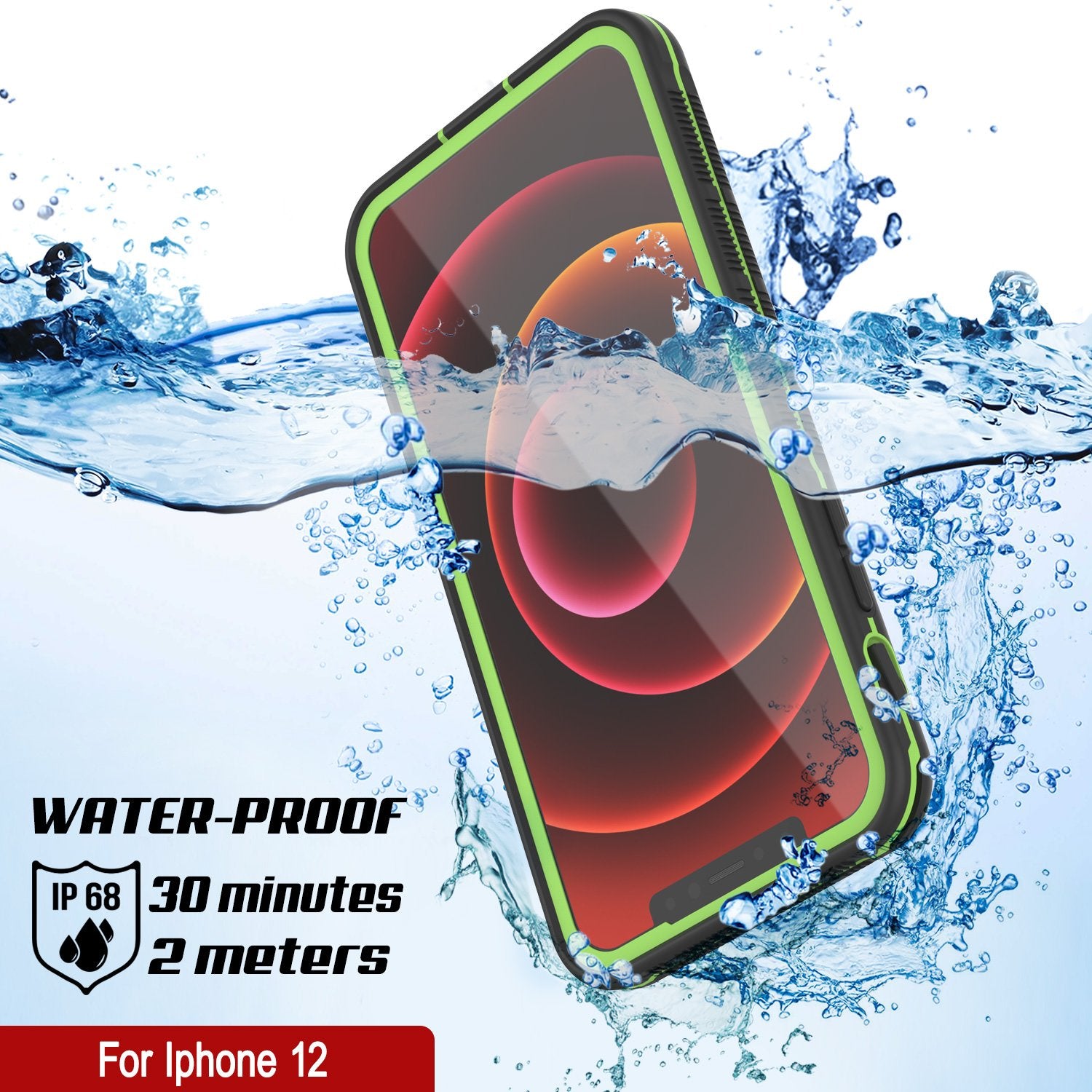 Punkcase iPhone 12 Waterproof Case [Aqua Series] Armor Cover [Black]