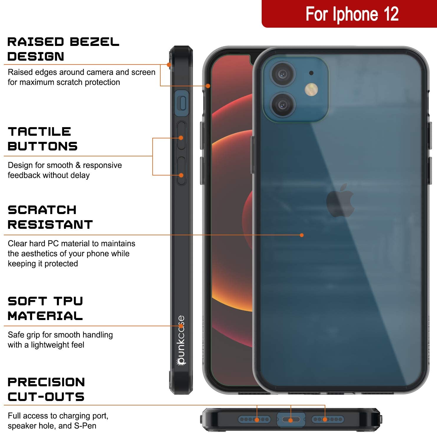iPhone 12 Case Punkcase® LUCID 2.0 Crystal Black Series w/ PUNK SHIELD ...