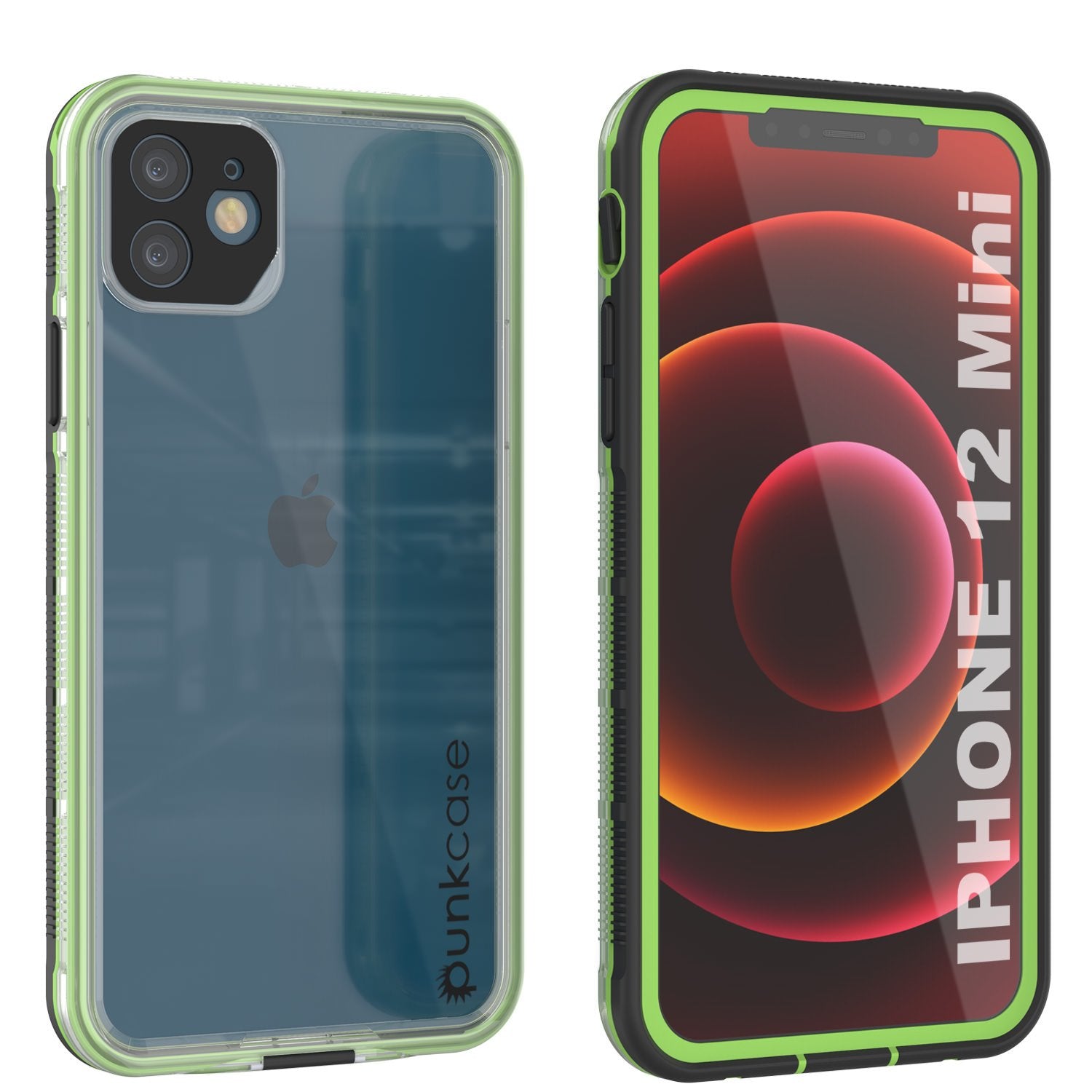 Punkcase iPhone 12 Mini Waterproof Case [Aqua Series] Armor Cover [Clear Black] [Clear Back]