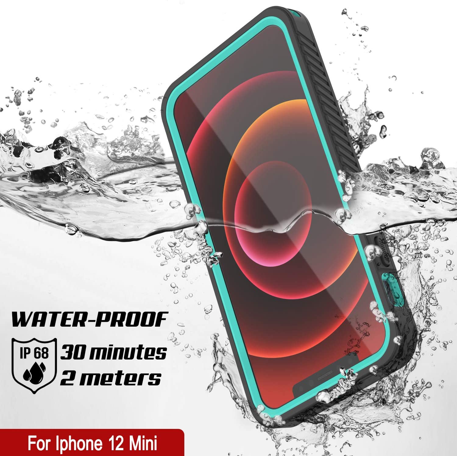 iPhone 12 Mini Waterproof Case, Punkcase [Extreme Series] Armor Cover W/ Built In Screen Protector [Teal]